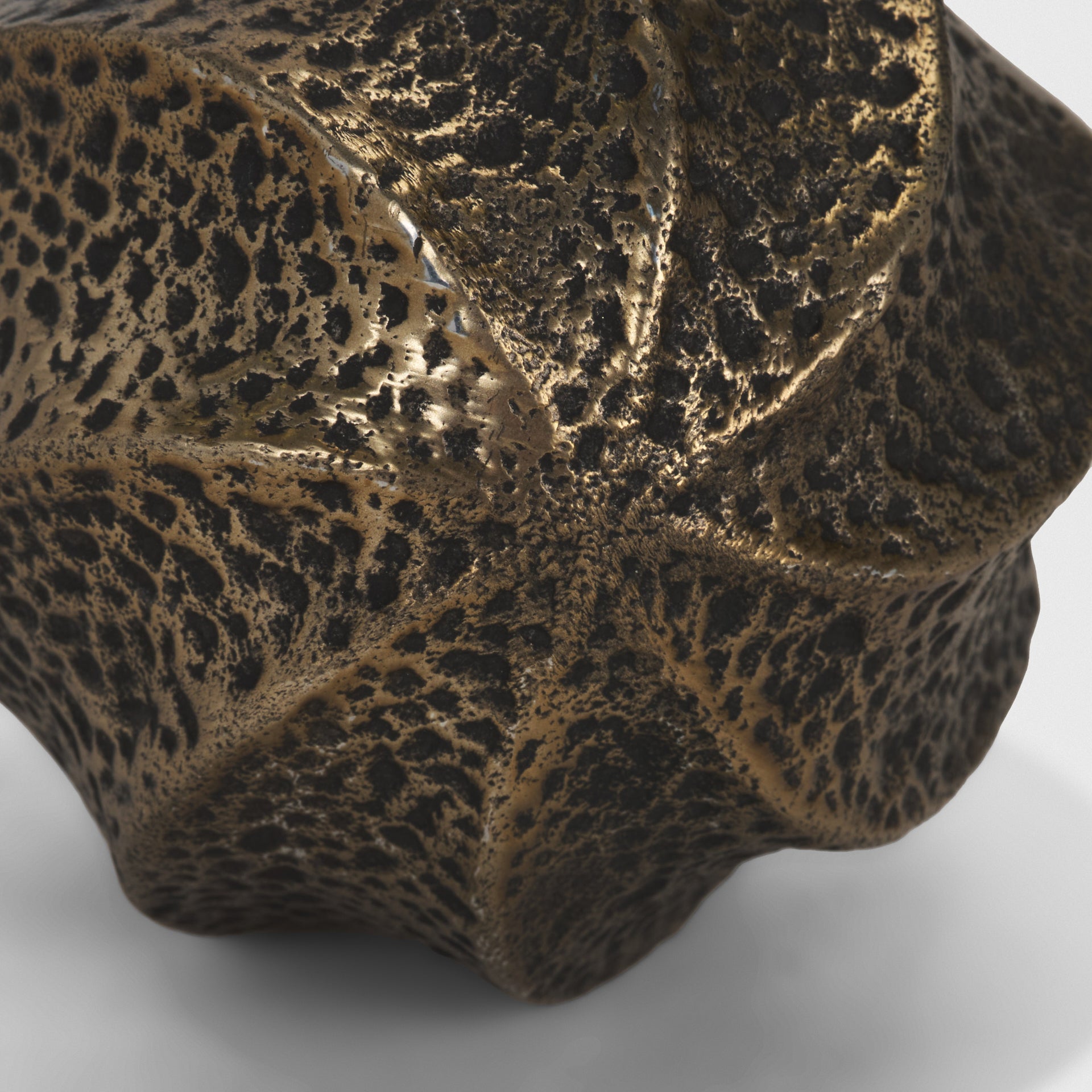 Imani Large Sculptural Textured Antiqued Gold Metal Decorative Orb Object - Central Designs