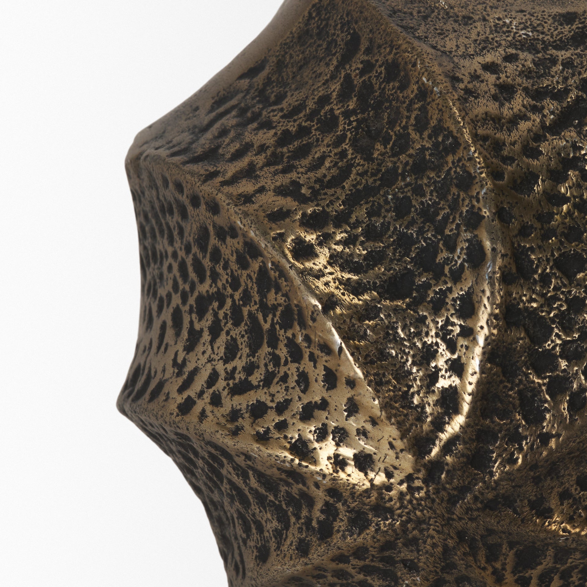 Imani Large Sculptural Textured Antiqued Gold Metal Decorative Orb Object - Central Designs