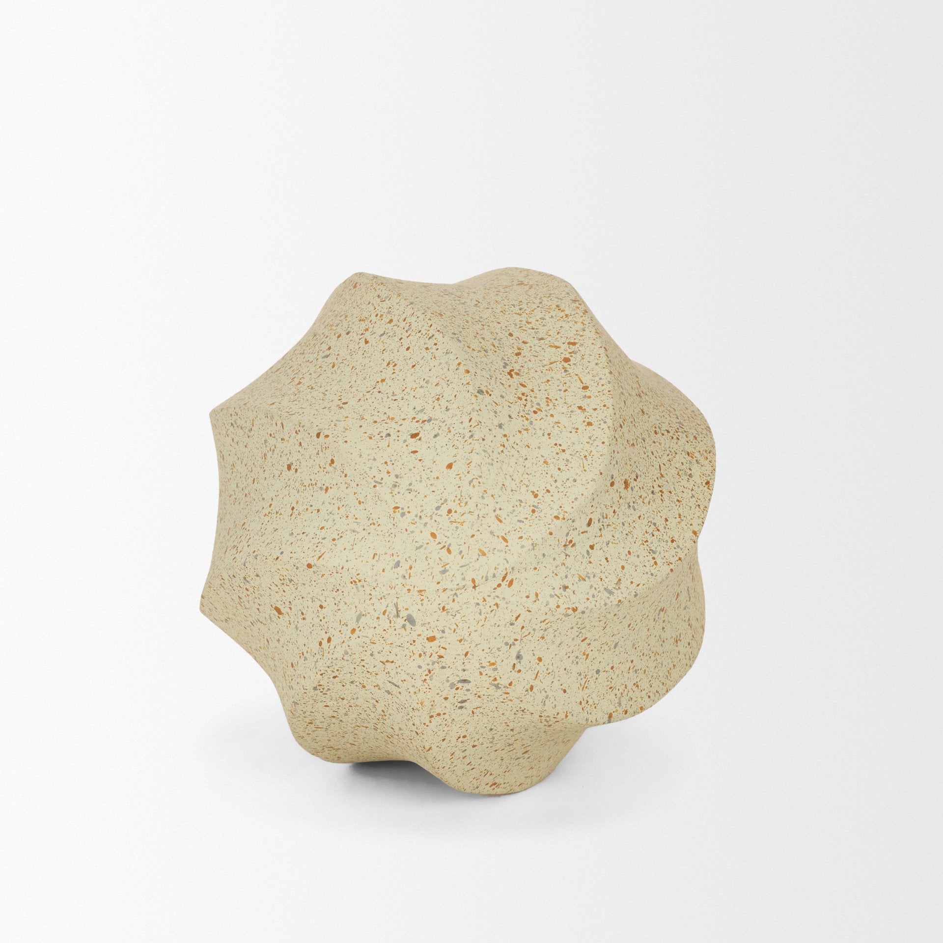Imani Small Sculptural Textured Beige Metal Decorative Orb Object - Central Designs