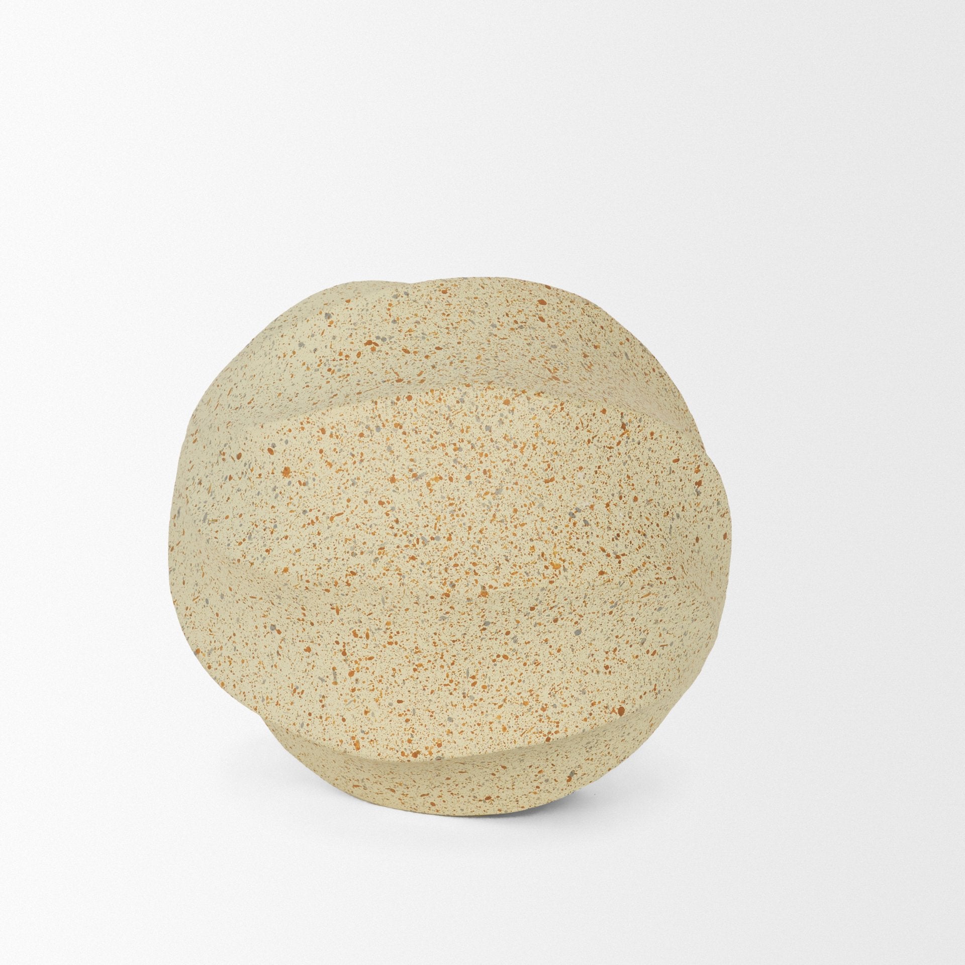 Imani Small Sculptural Textured Beige Metal Decorative Orb Object - Central Designs