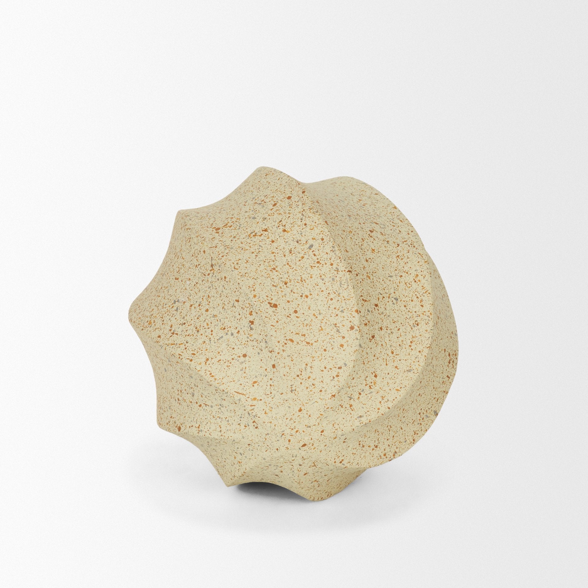 Imani Small Sculptural Textured Beige Metal Decorative Orb Object - Central Designs
