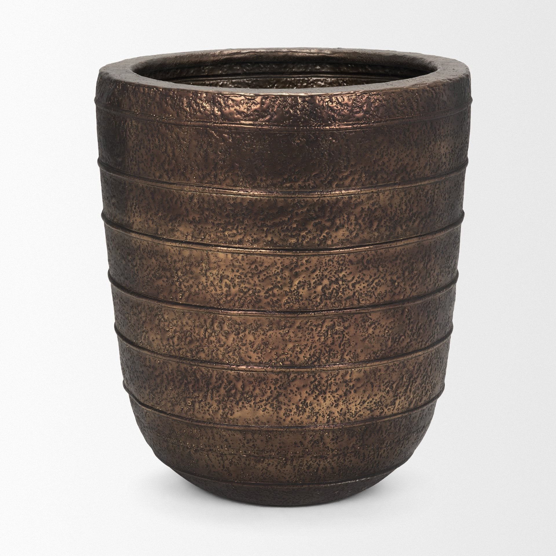 Aivana Extra Large Antiqued Gold Metal Floor Vase - Central Designs