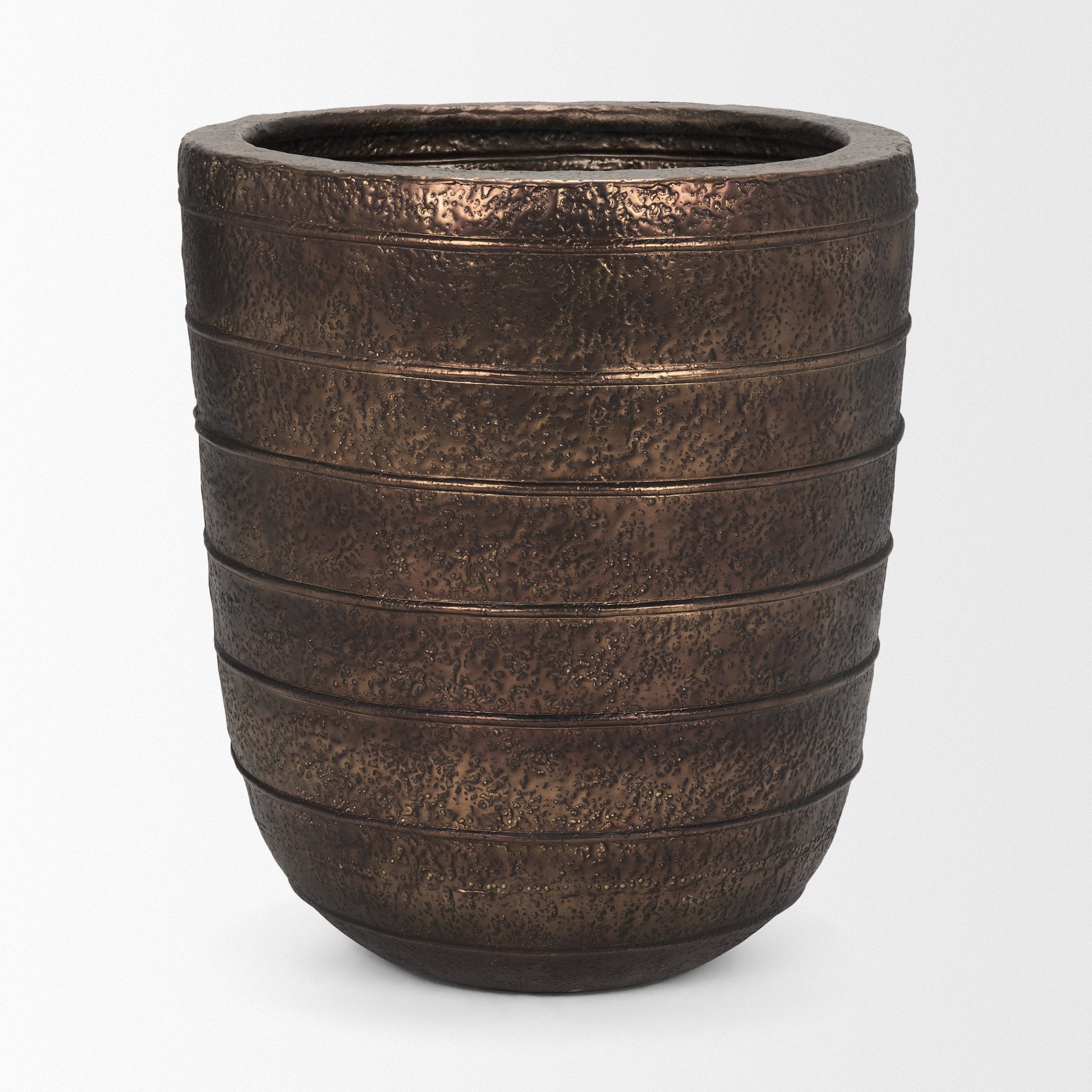 Aivana Extra Large Antiqued Gold Metal Floor Vase - Central Designs
