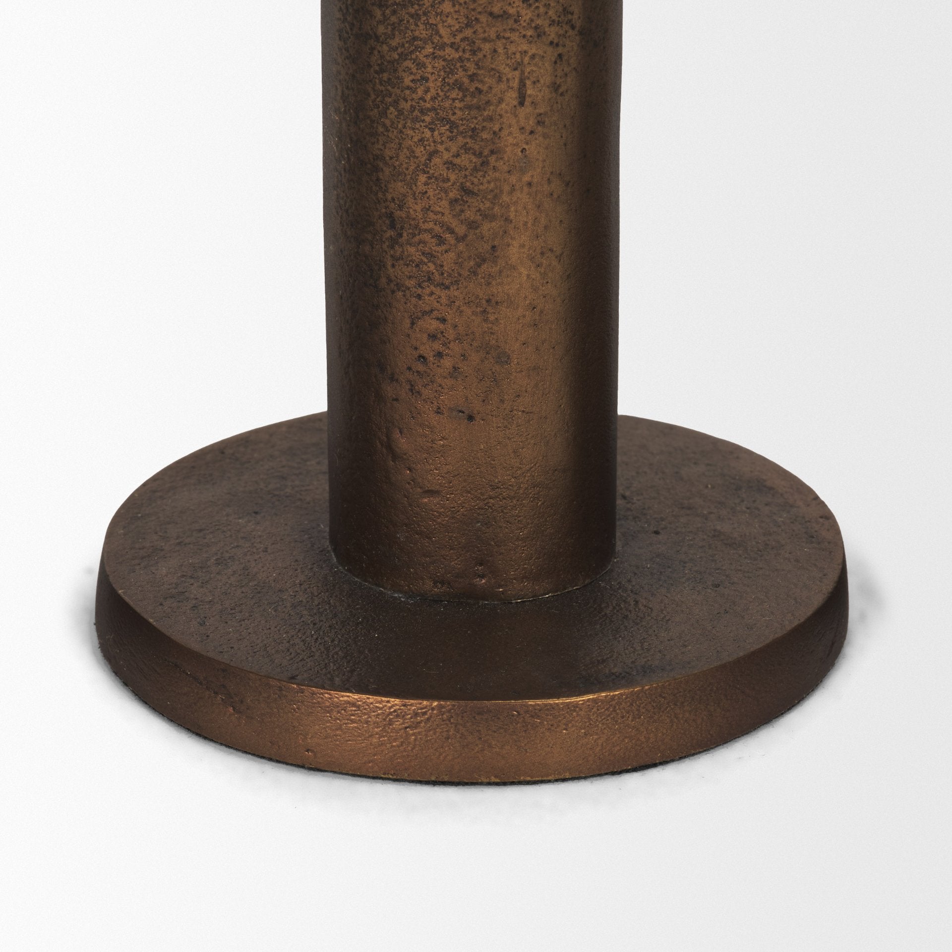 Declan Antiqued Brass Cast Metal Taper Candle Holder - Central Designs