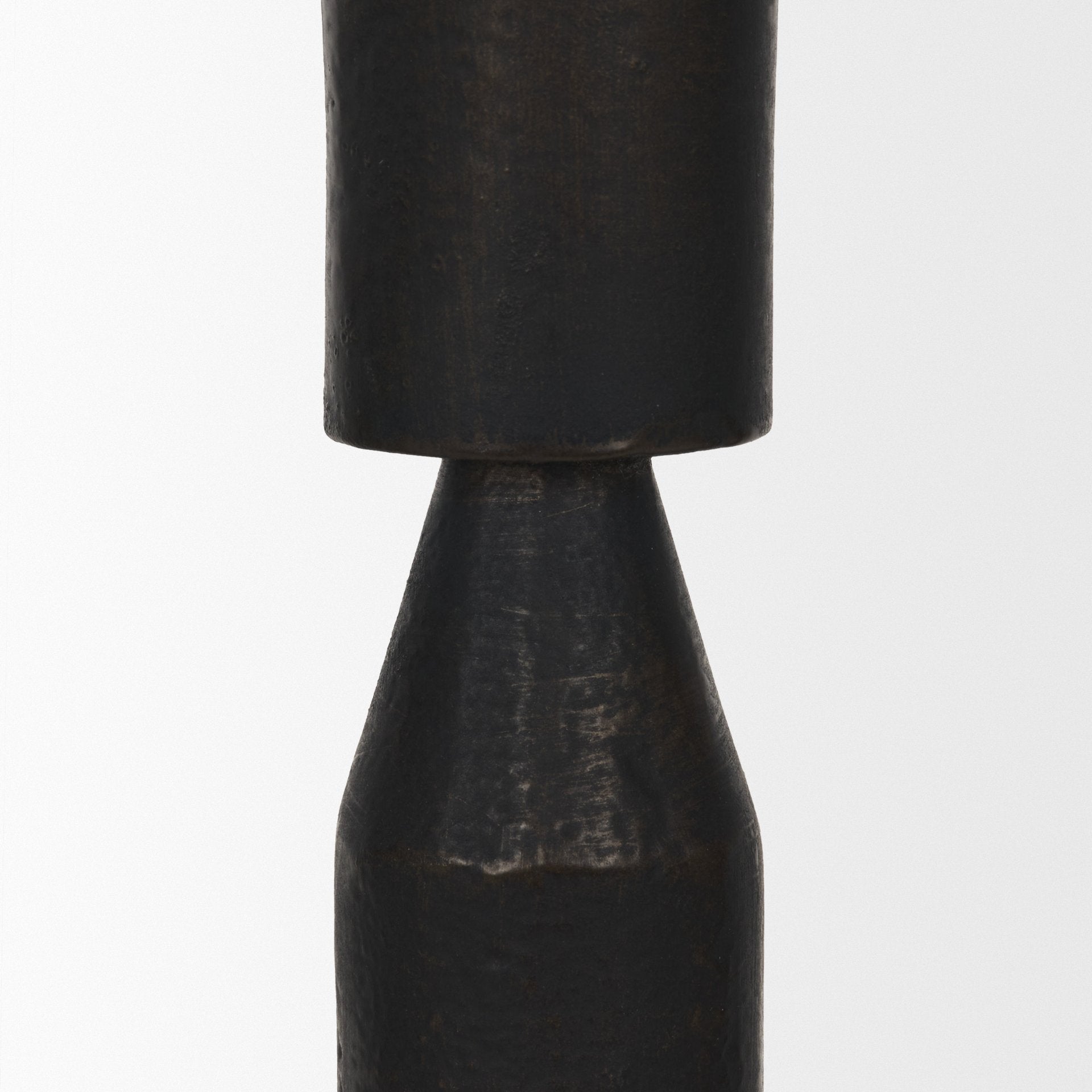 Declan Textured Matte Black Cast Metal Taper Candle Holder - Central Designs