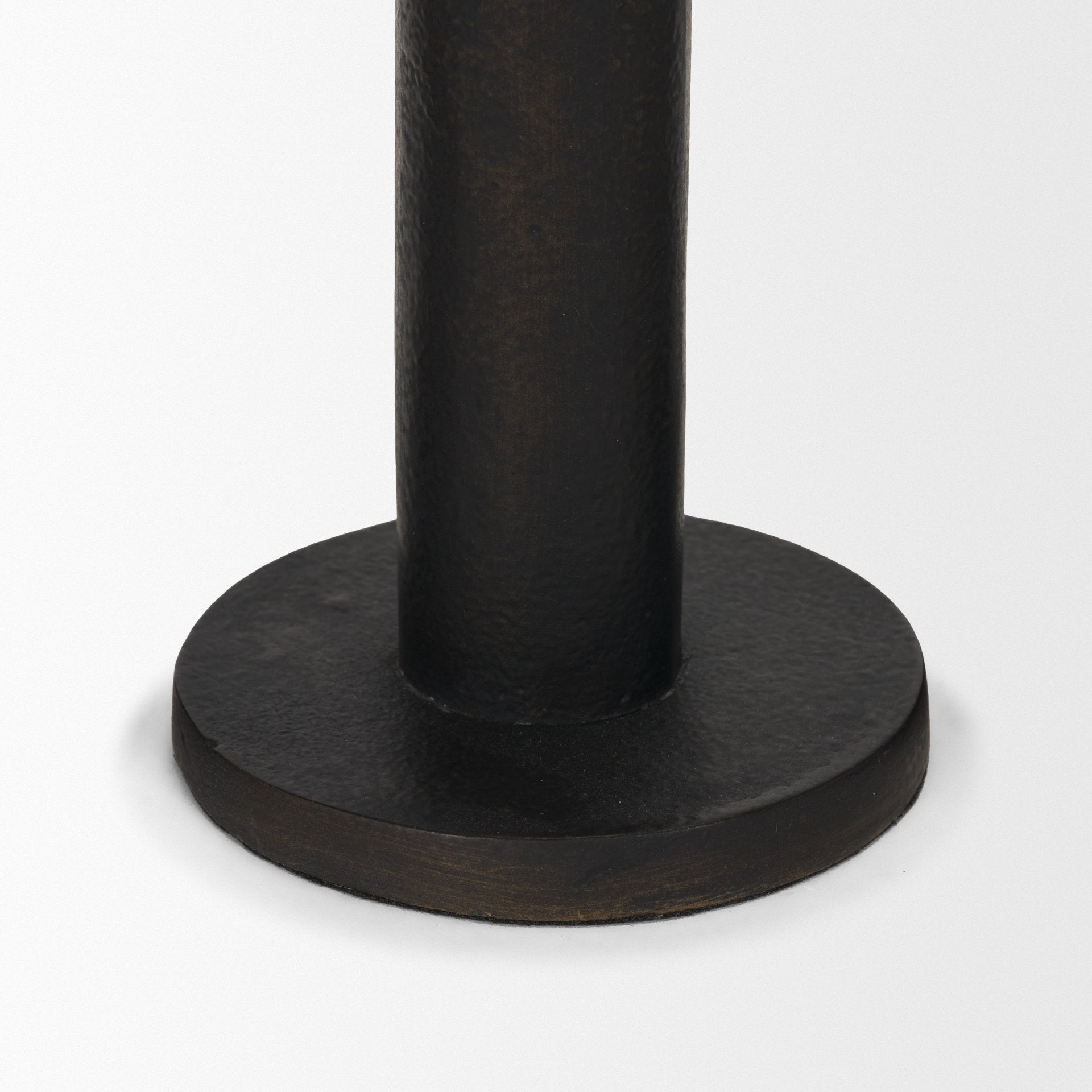 Declan Textured Matte Black Cast Metal Taper Candle Holder - Central Designs