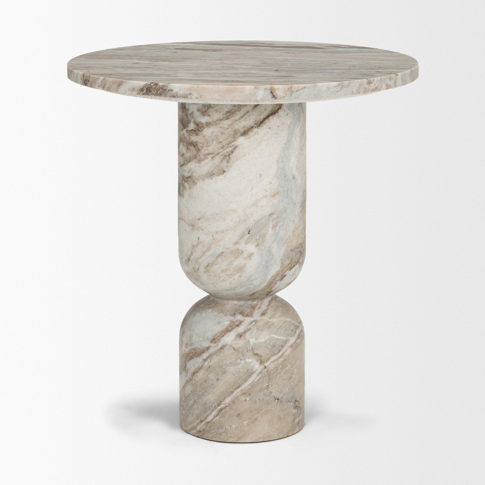 Nylah Solid Pink Marble Round Accent Table - Central Designs
