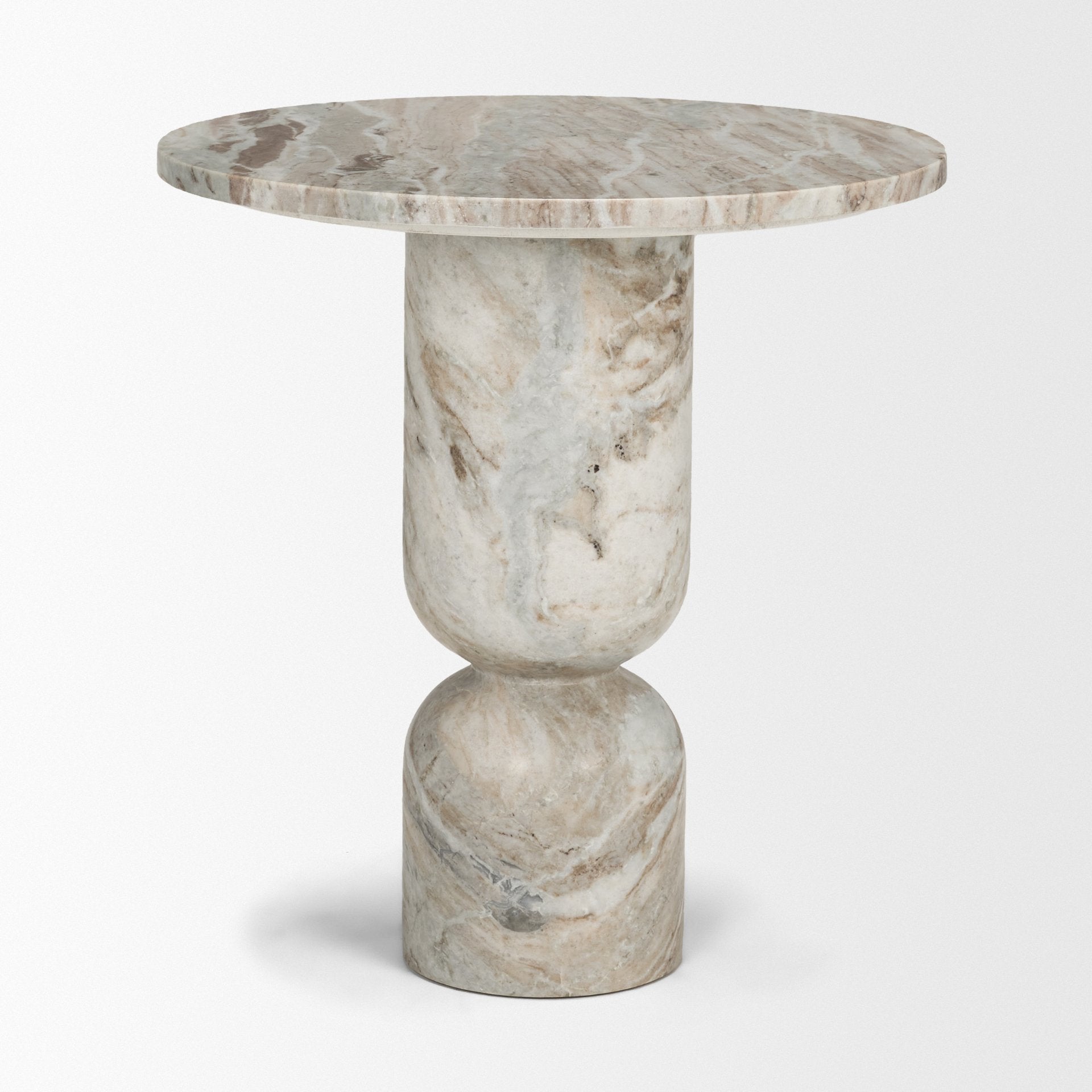 Nylah Solid Pink Marble Round Accent Table - Central Designs