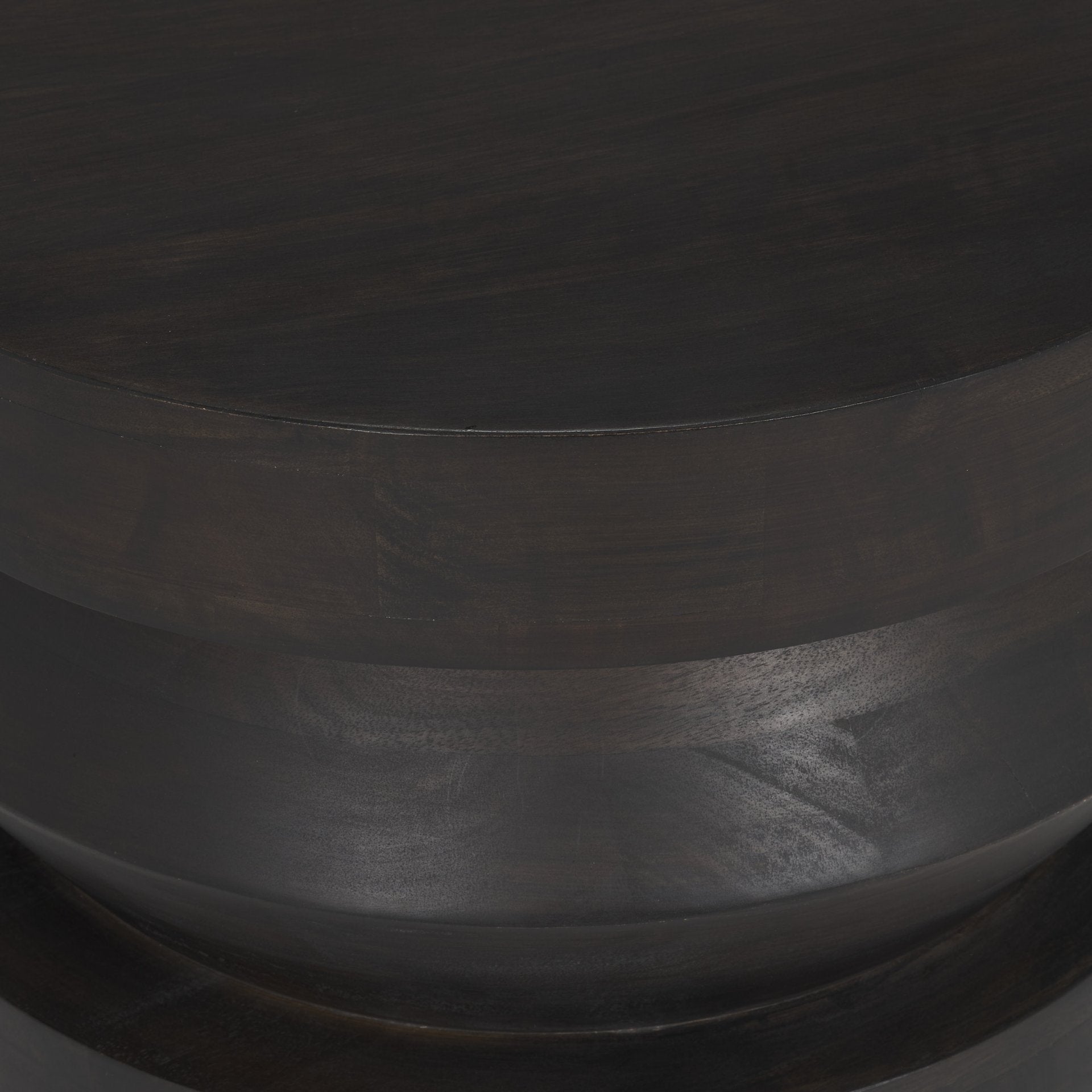 Rashama Dark Brown Wood Stacked Geometric Round Accent Table - Central Designs