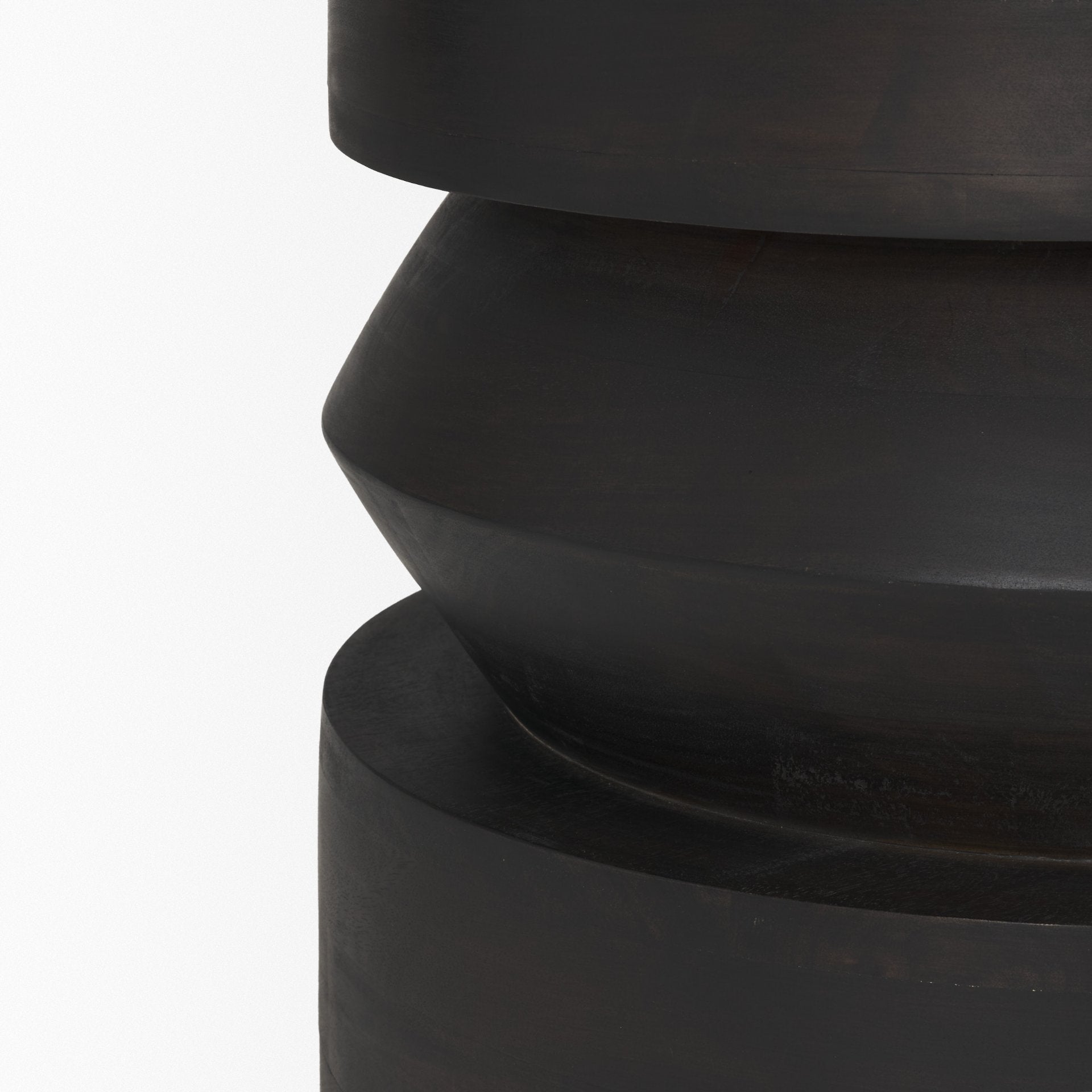 Rashama Dark Brown Wood Stacked Geometric Round Accent Table - Central Designs