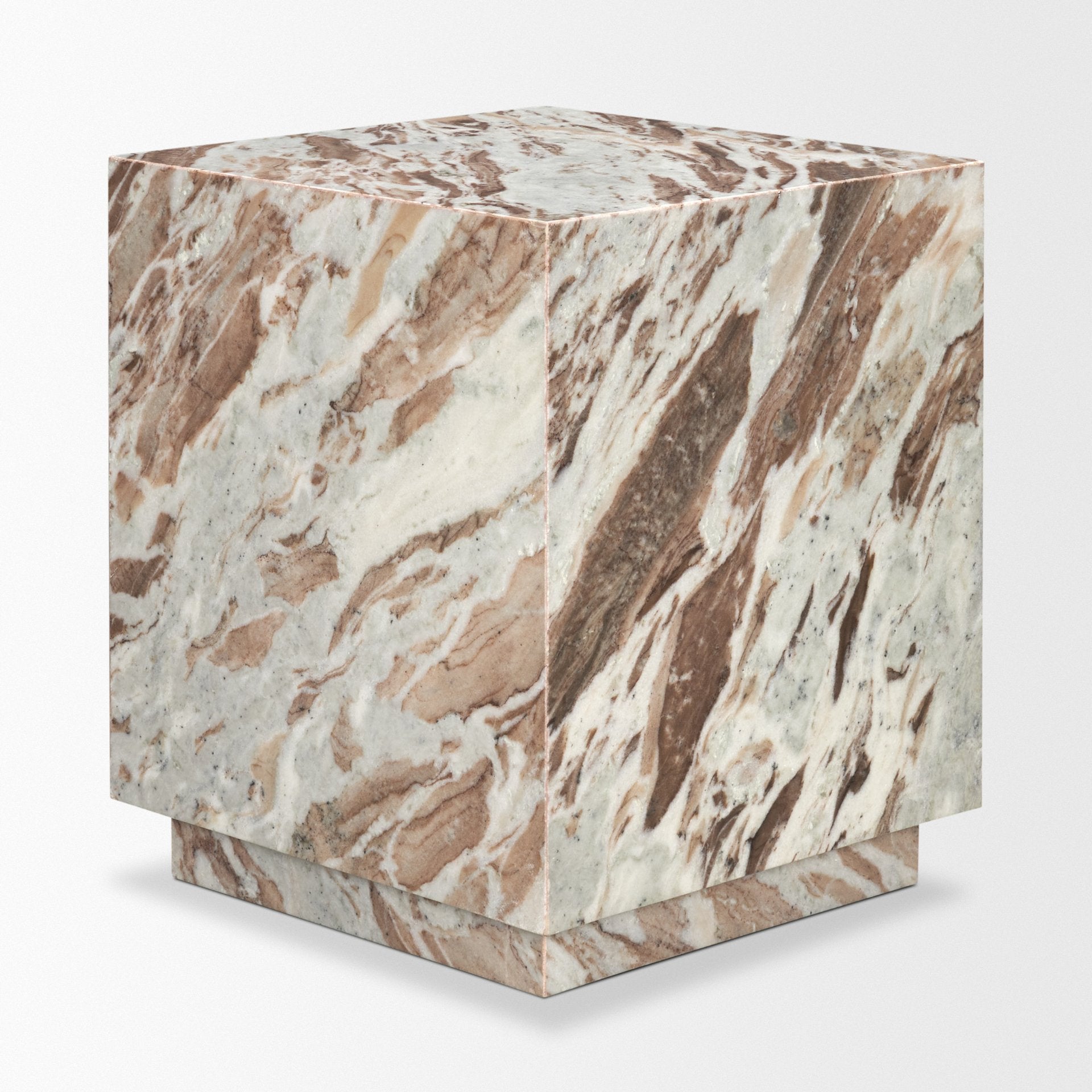 Matteo Solid Pink Marble Square Side Table - Central Designs