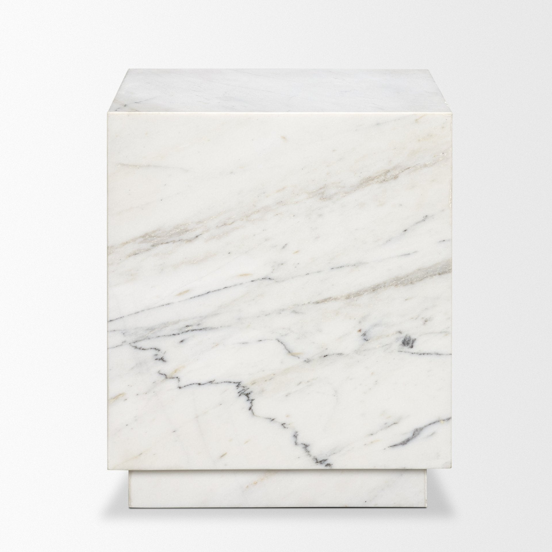 Matteo Solid White Marble Square Side Table - Central Designs