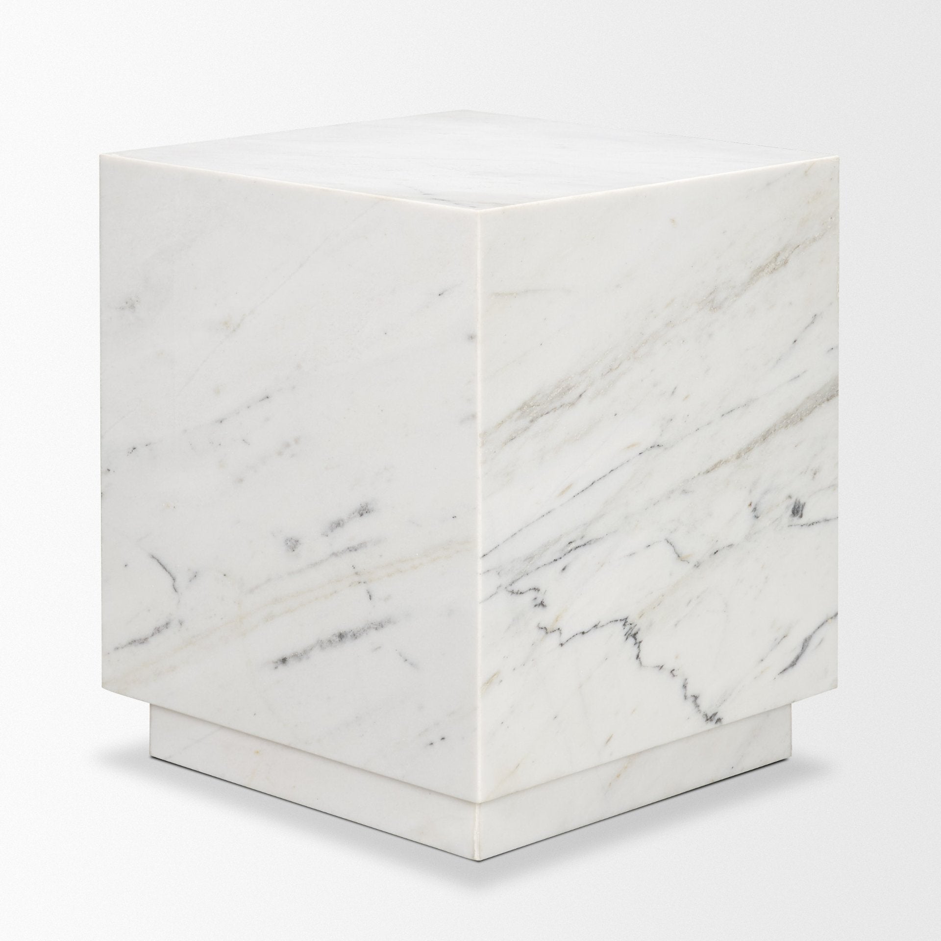 Matteo Solid White Marble Square Side Table - Central Designs