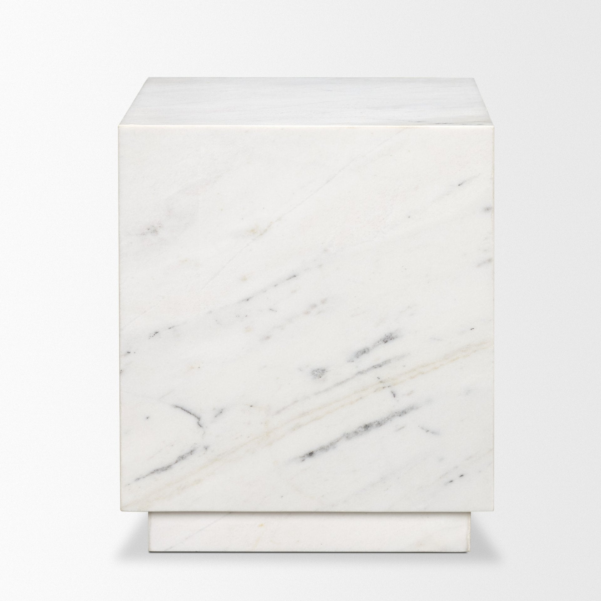 Matteo Solid White Marble Square Side Table - Central Designs