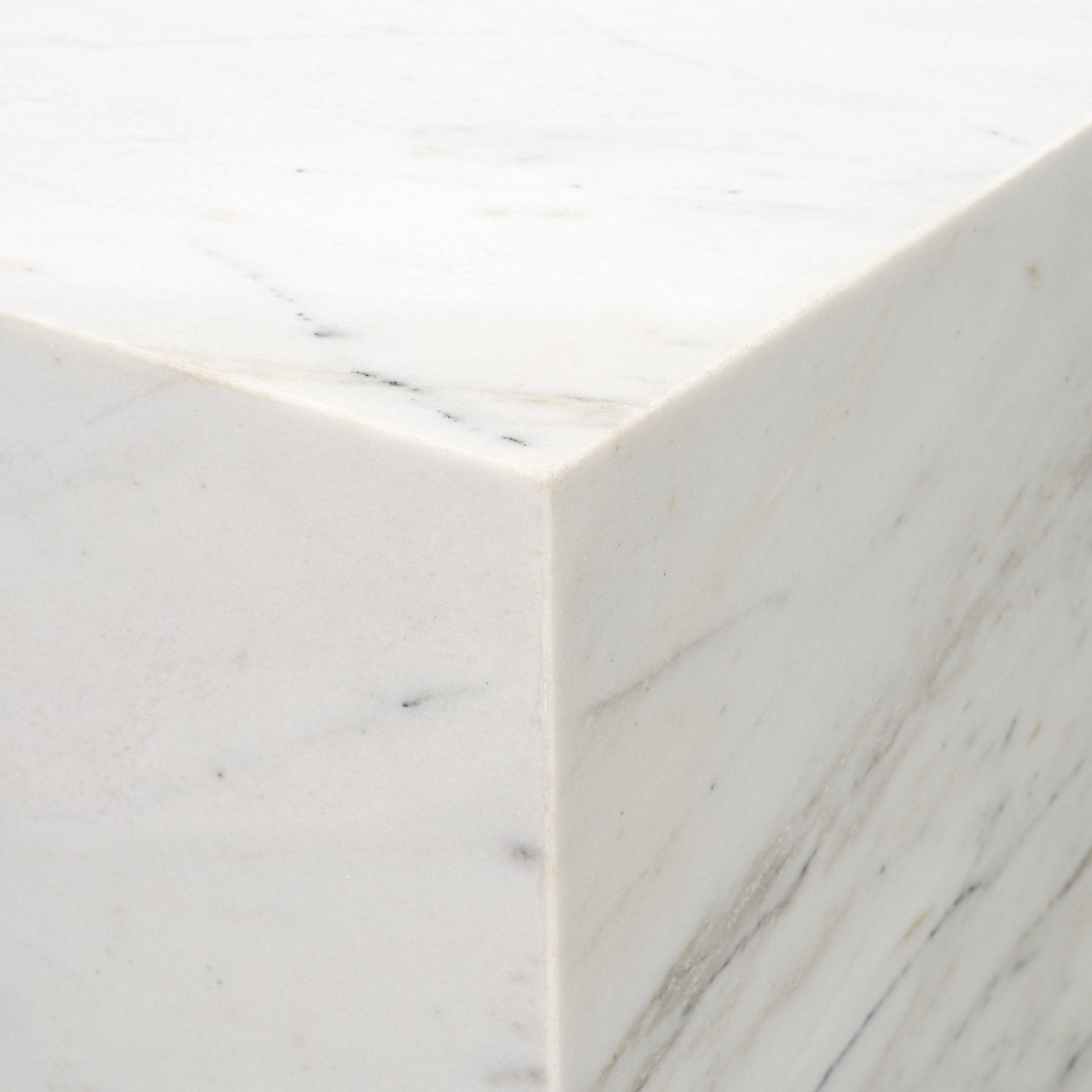 Matteo Solid White Marble Square Side Table - Central Designs