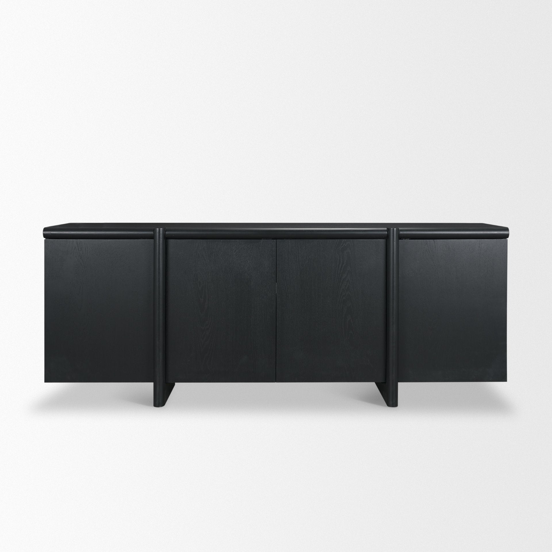 Rowan Black Oak Wood Closed 4 Door Sideboard - Central Designs