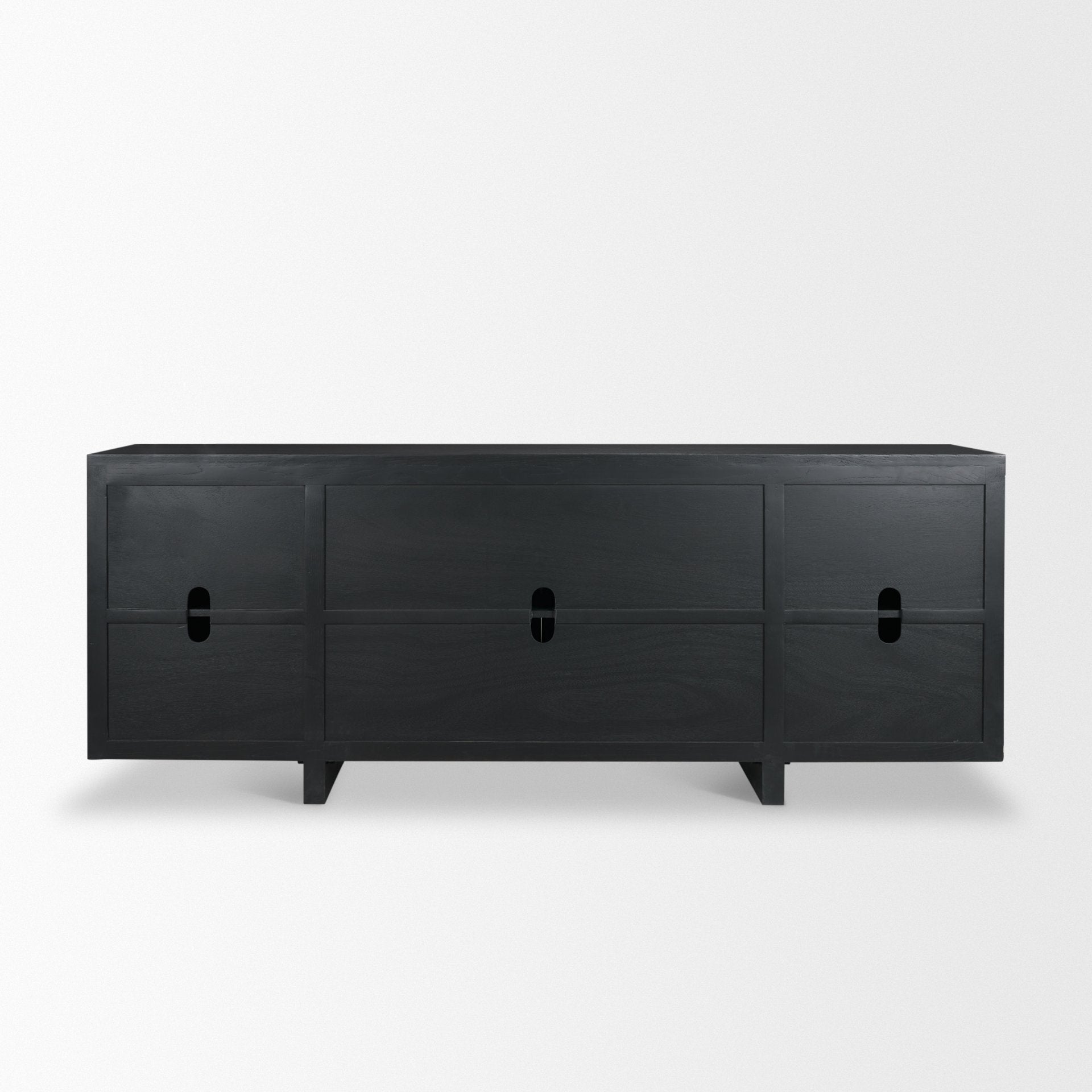 Rowan Black Oak Wood Closed 4 Door Sideboard - Central Designs