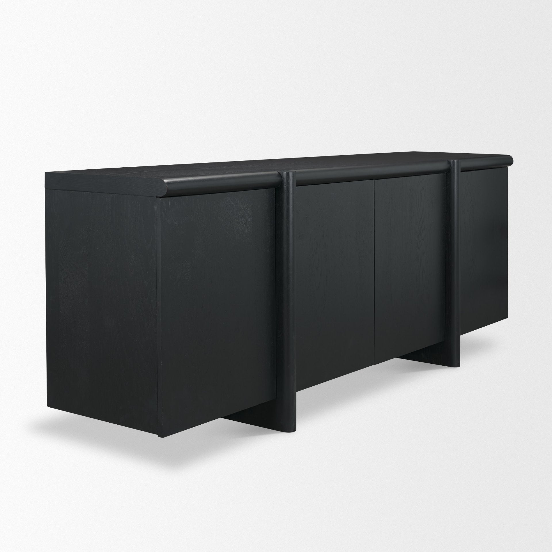 Rowan Black Oak Wood Closed 4 Door Sideboard - Central Designs