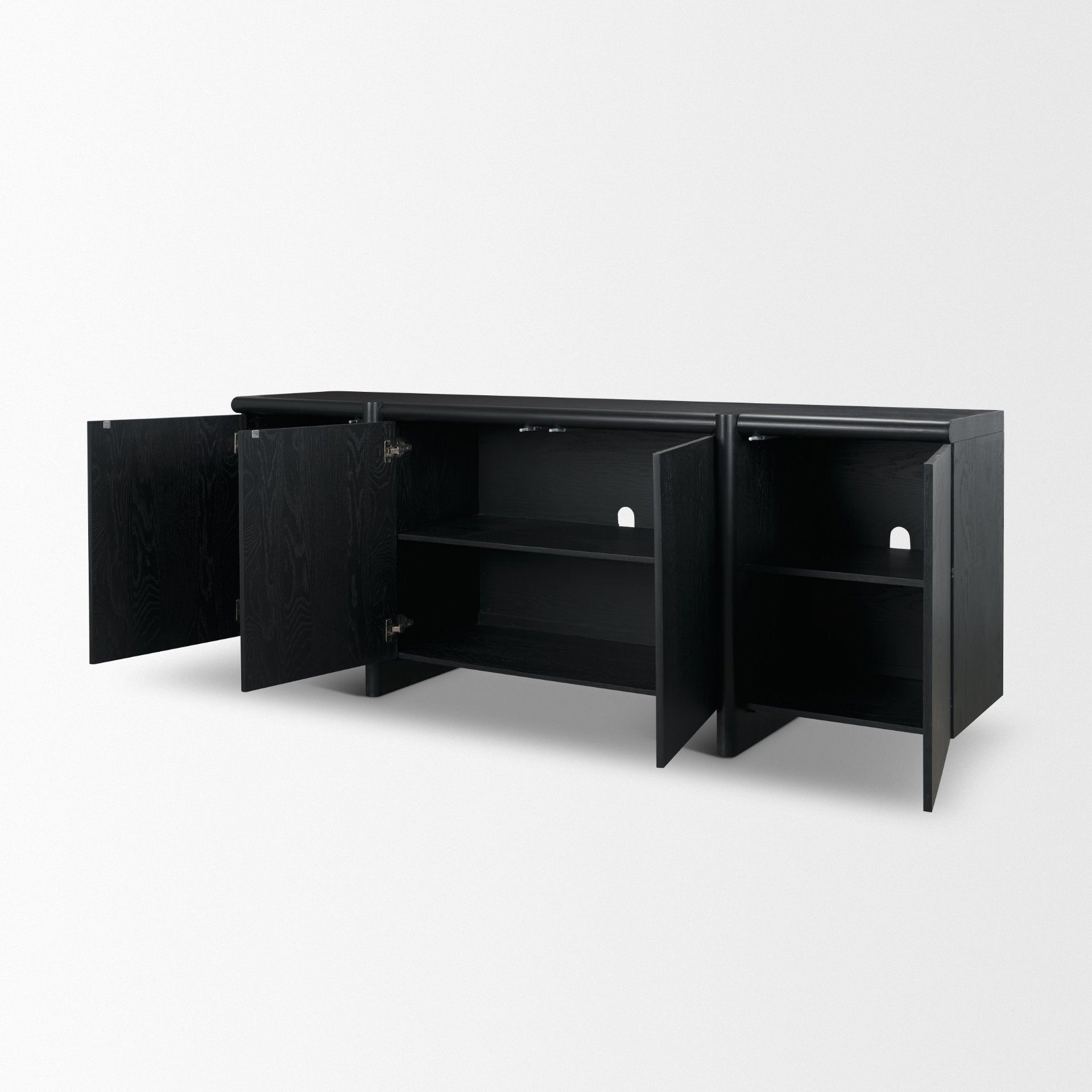 Rowan Black Oak Wood Closed 4 Door Sideboard - Central Designs