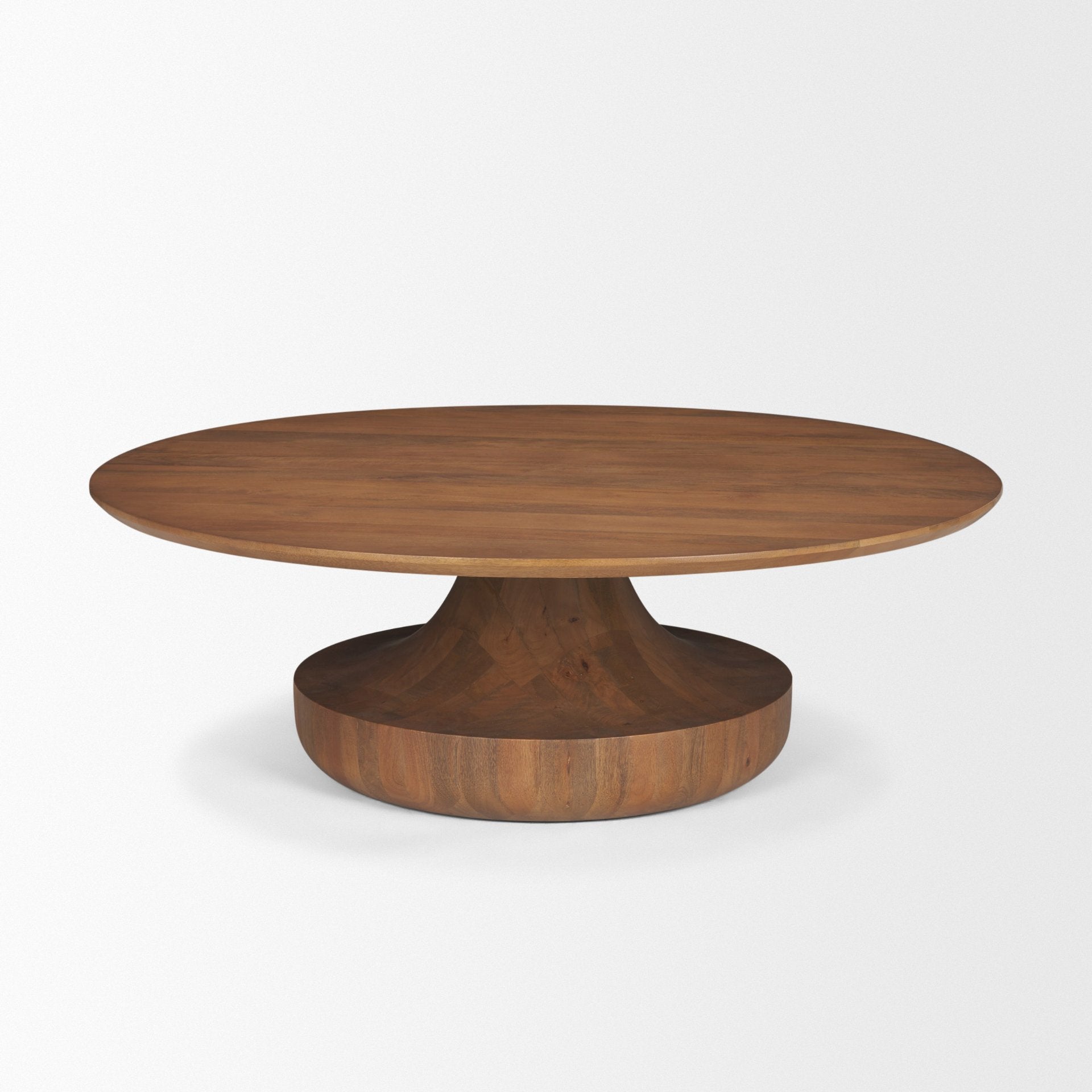 Arno Warm Mid - Brown Wood Sculptural Round Coffee Table - Central Designs