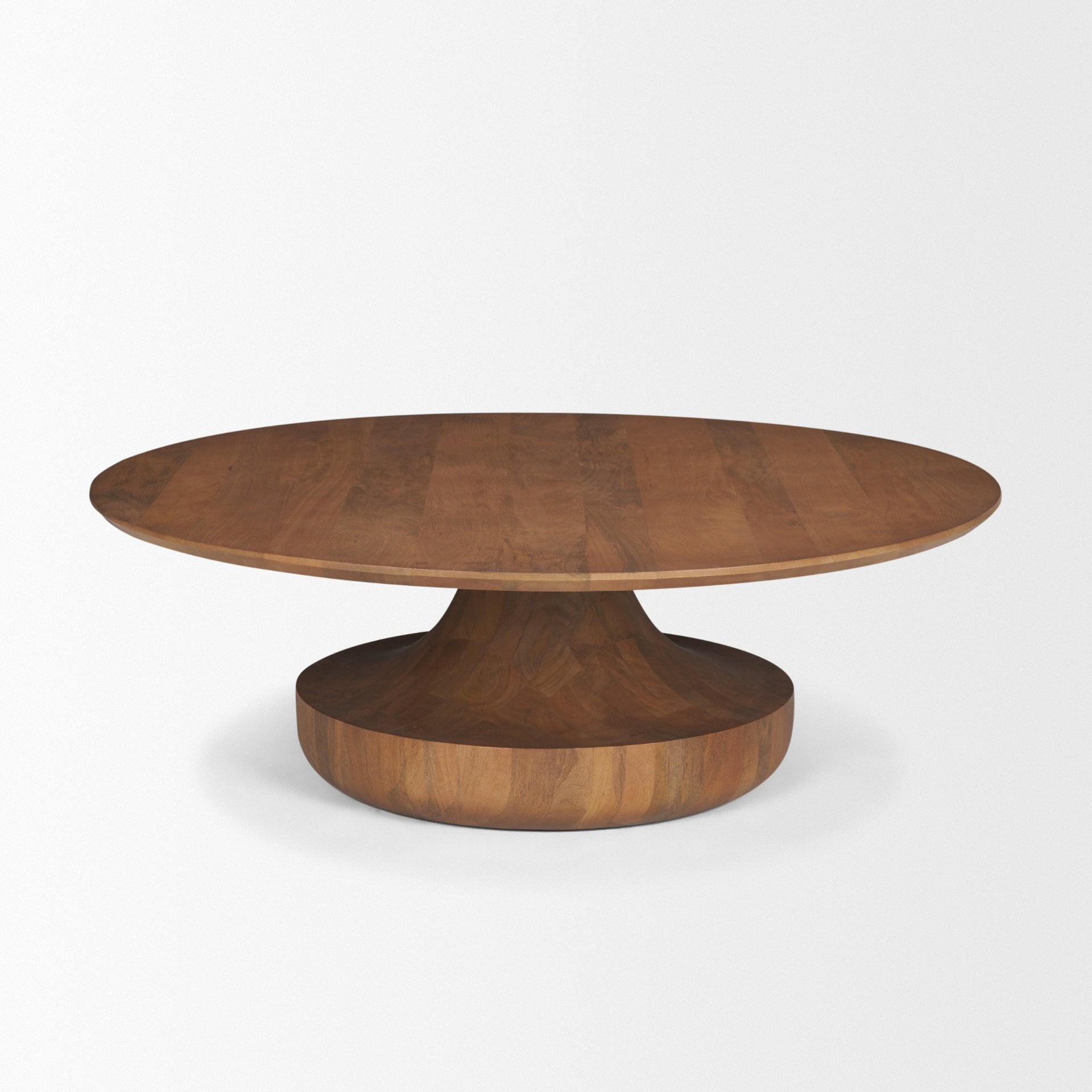 Arno Warm Mid - Brown Wood Sculptural Round Coffee Table - Central Designs