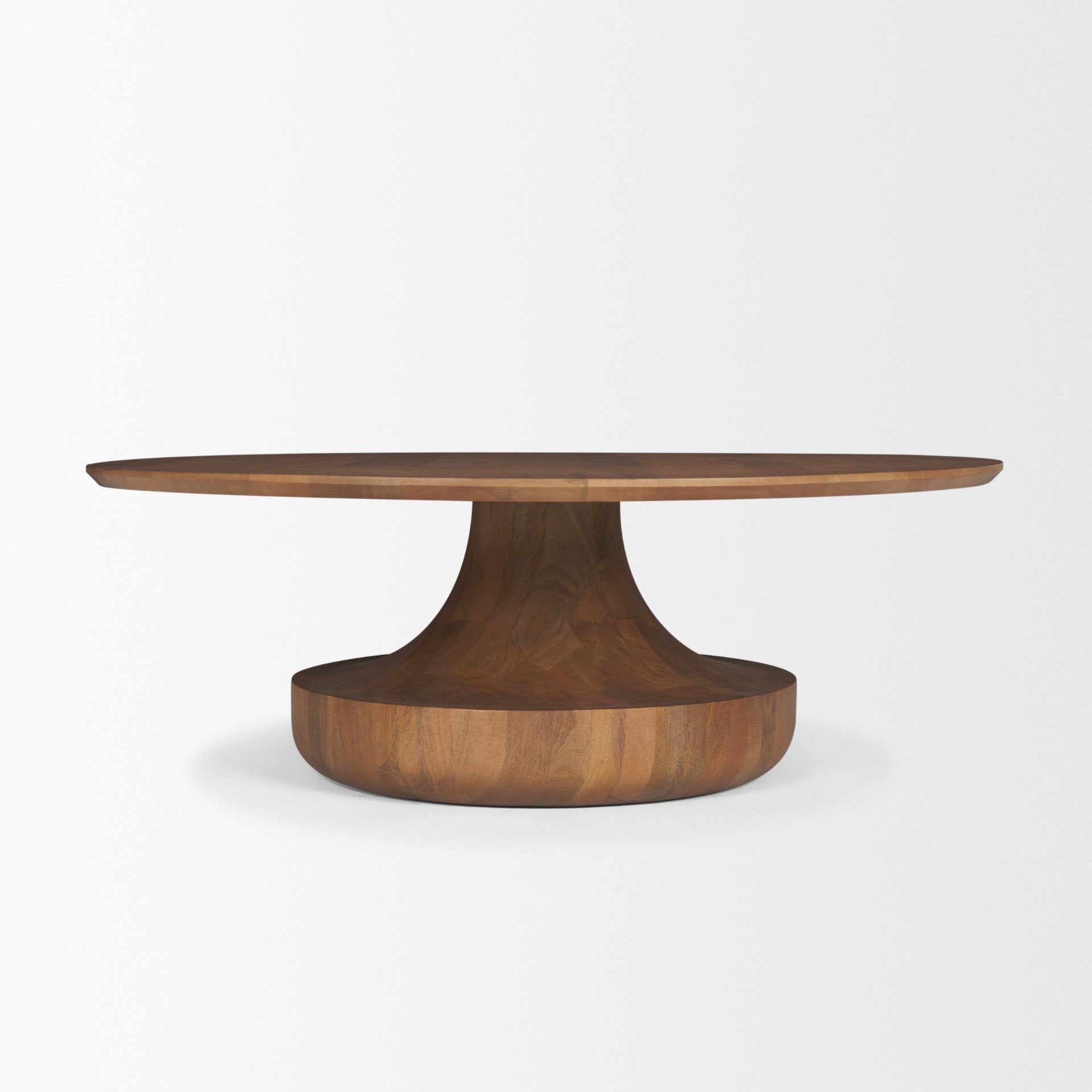 Arno Warm Mid - Brown Wood Sculptural Round Coffee Table - Central Designs