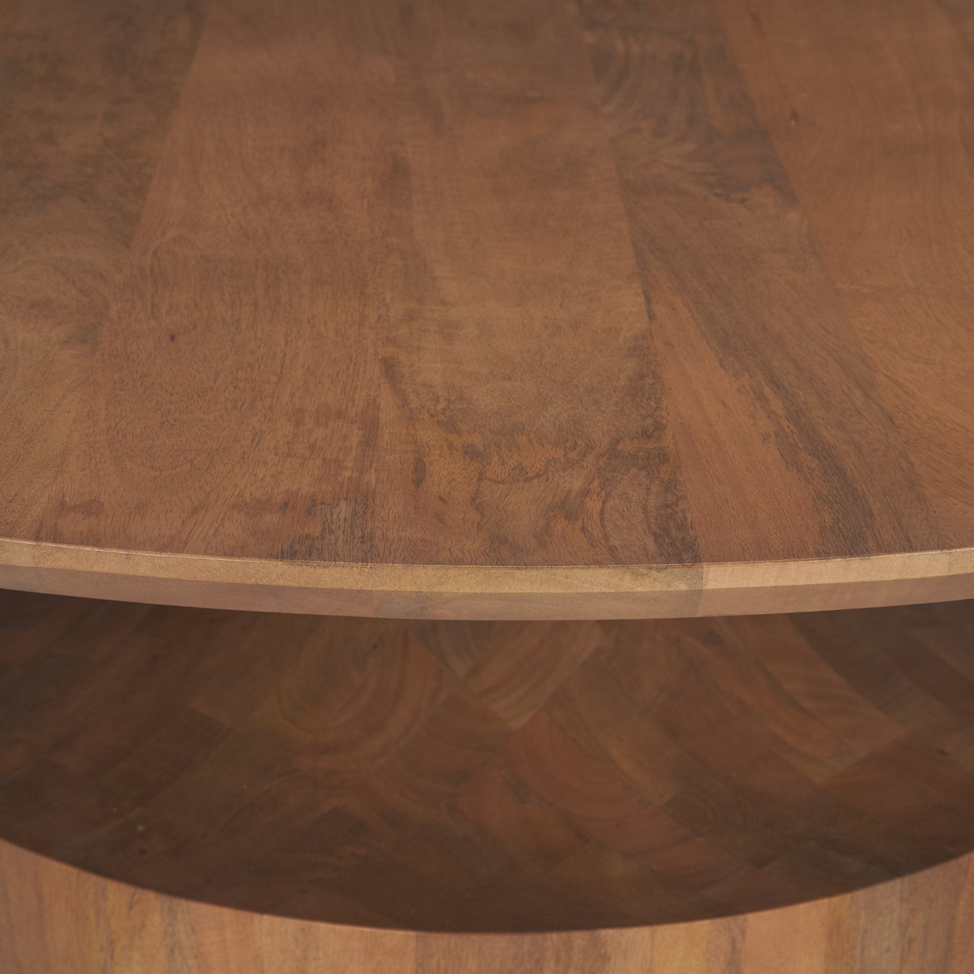 Arno Warm Mid - Brown Wood Sculptural Round Coffee Table - Central Designs