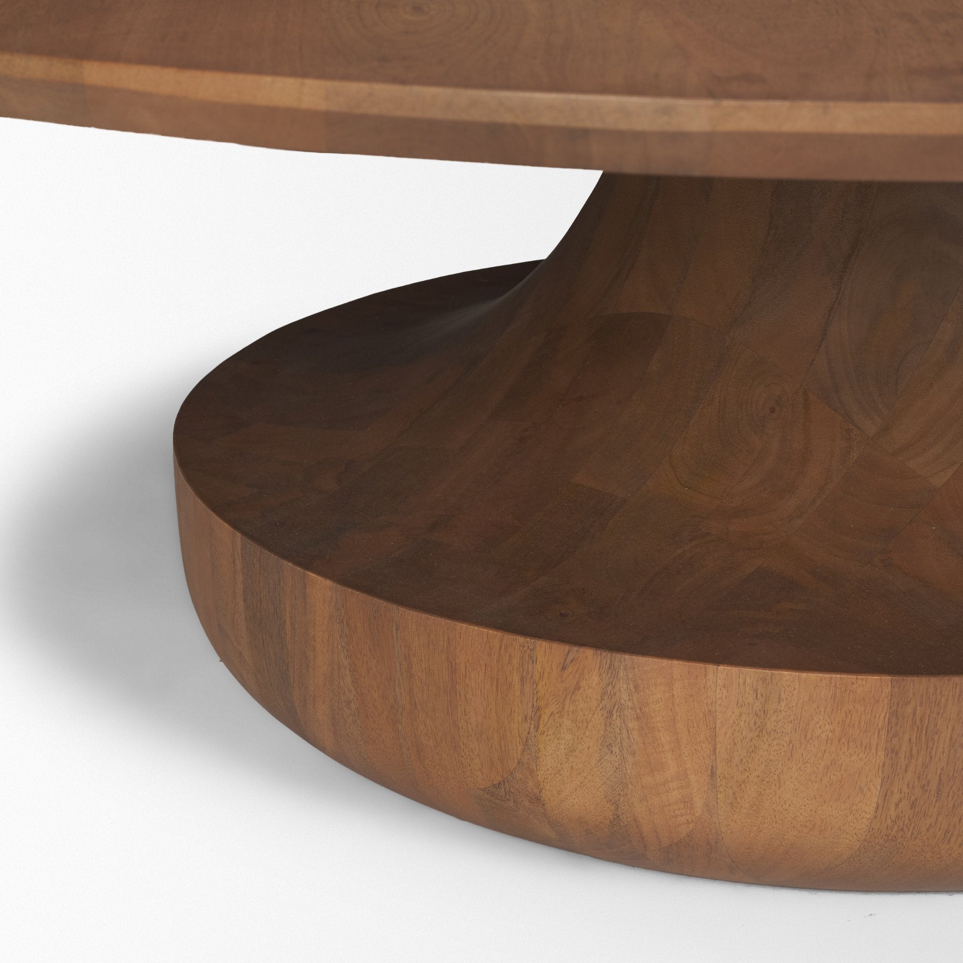 Arno Warm Mid - Brown Wood Sculptural Round Coffee Table - Central Designs