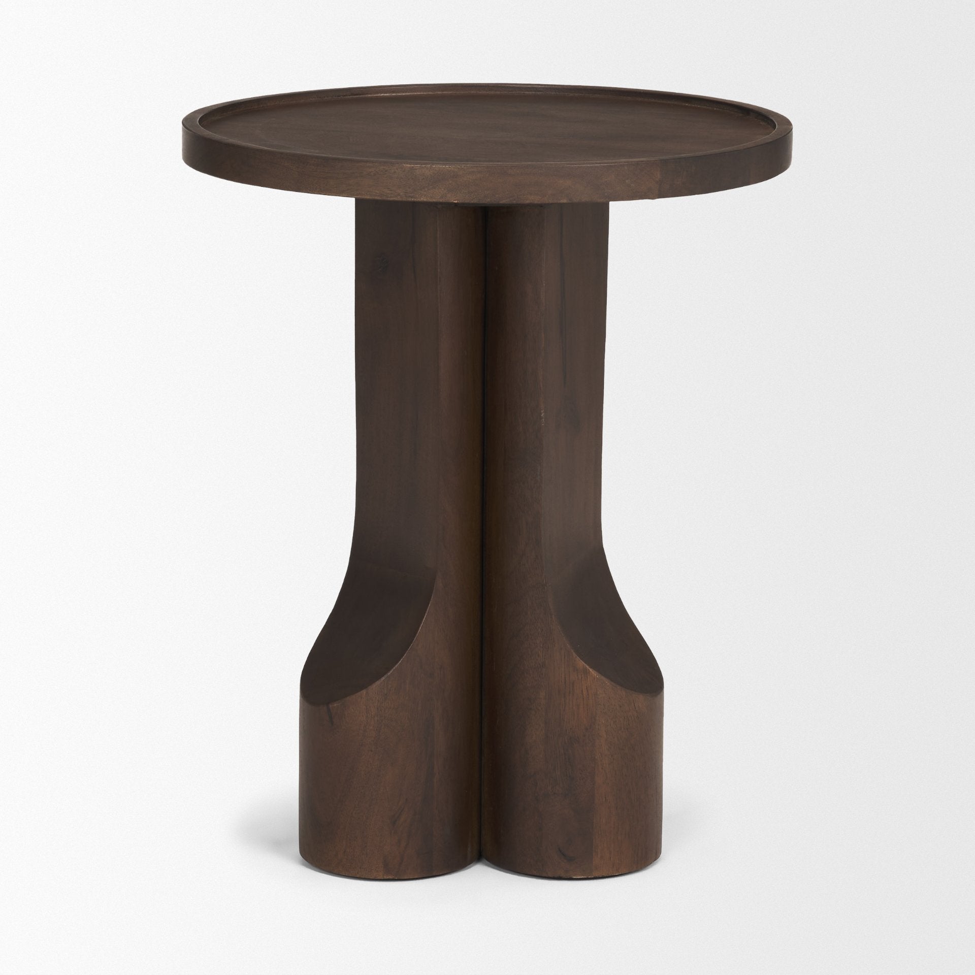Cayson Dark Brown Sculptural Round Accent Table - Central Designs