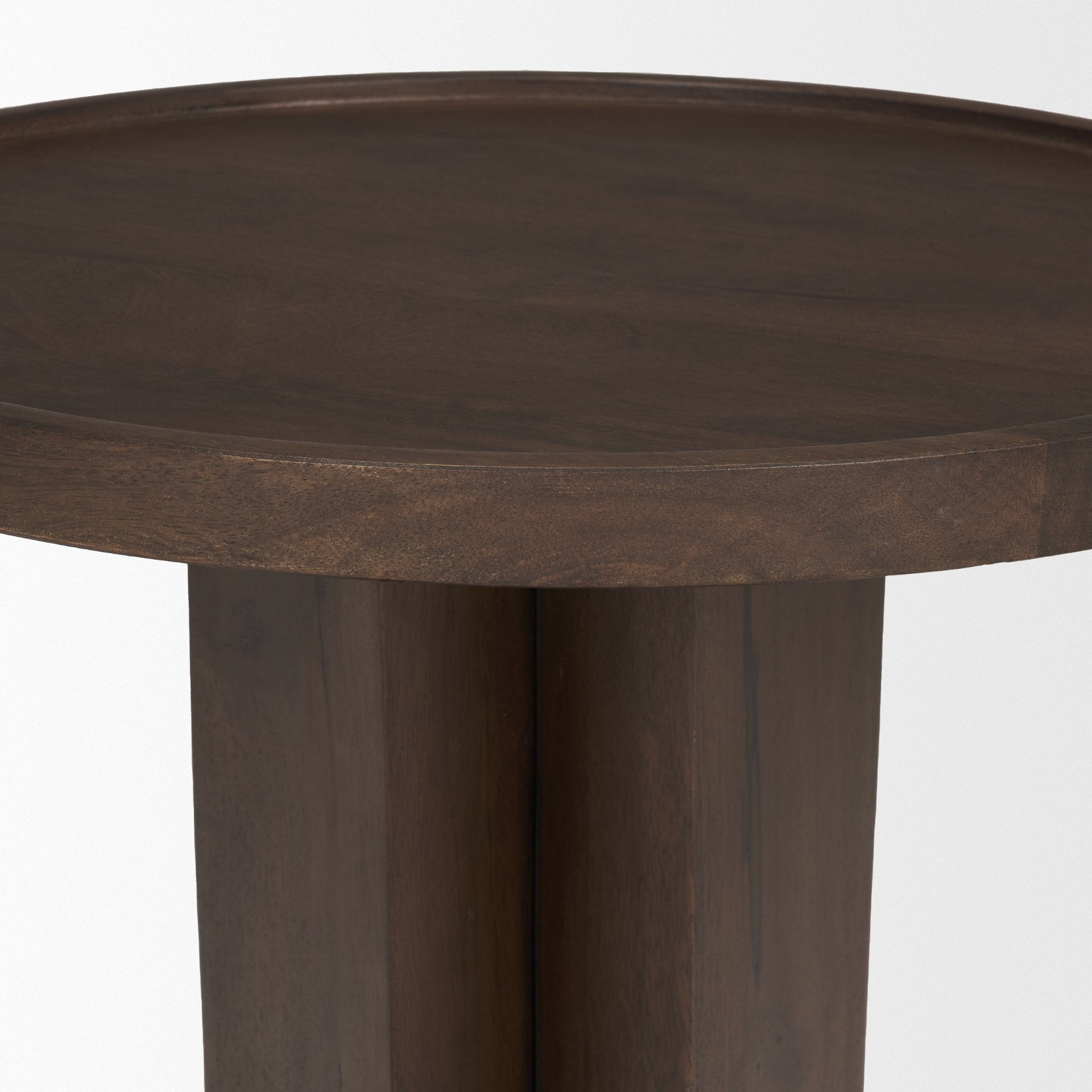 Cayson Dark Brown Sculptural Round Accent Table - Central Designs