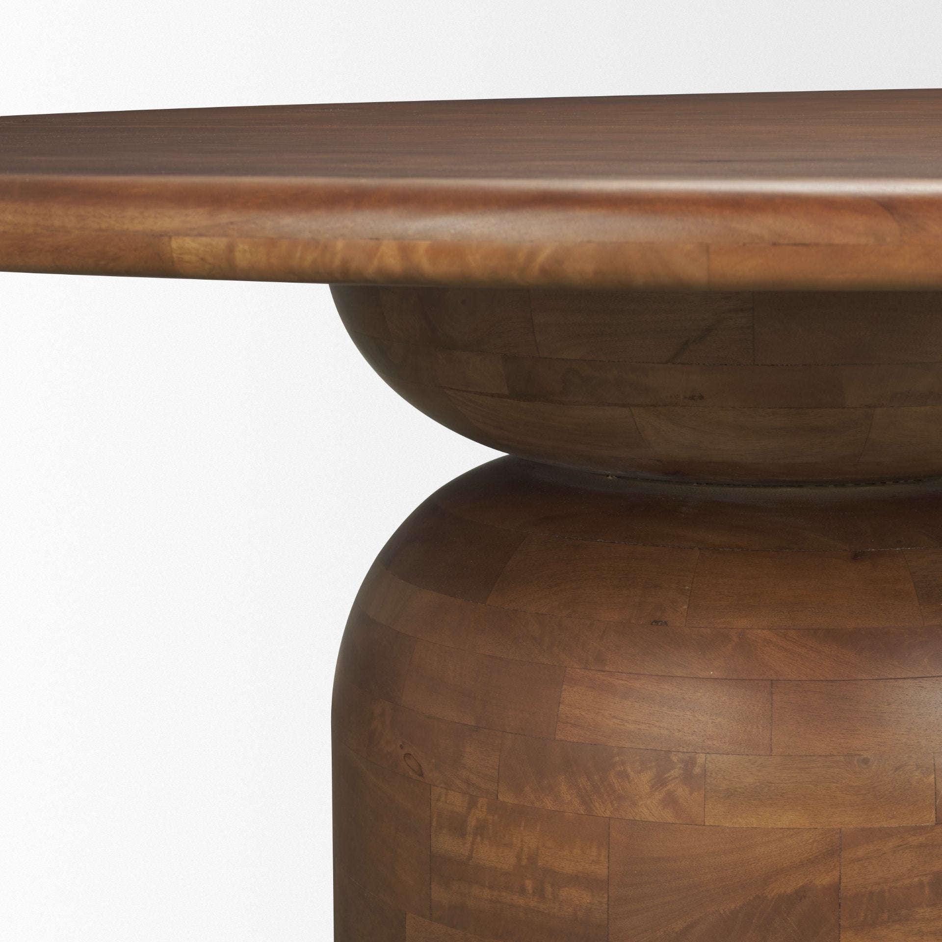Atlas 60" Warm Mid - Brown Wood Stacked Pedestal Base Round Dining Table - Central Designs