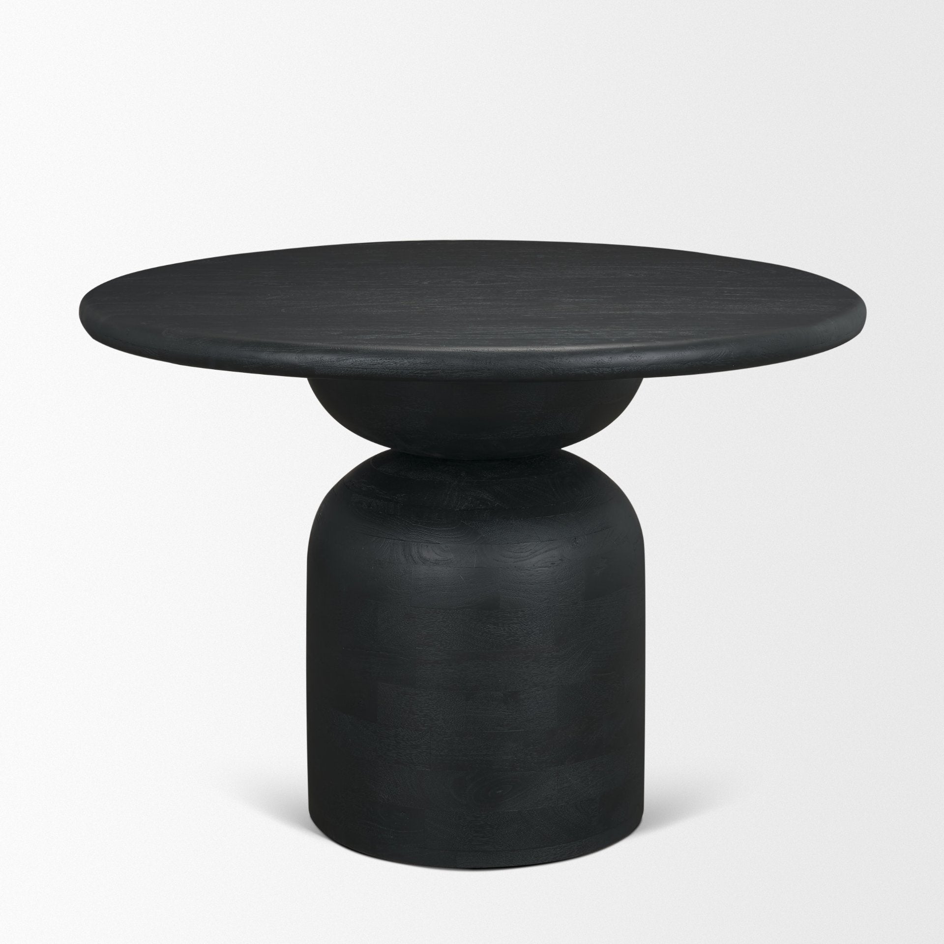 Atlas 42" Black Wood Stacked Pedestal Base Round Dining Table - Central Designs
