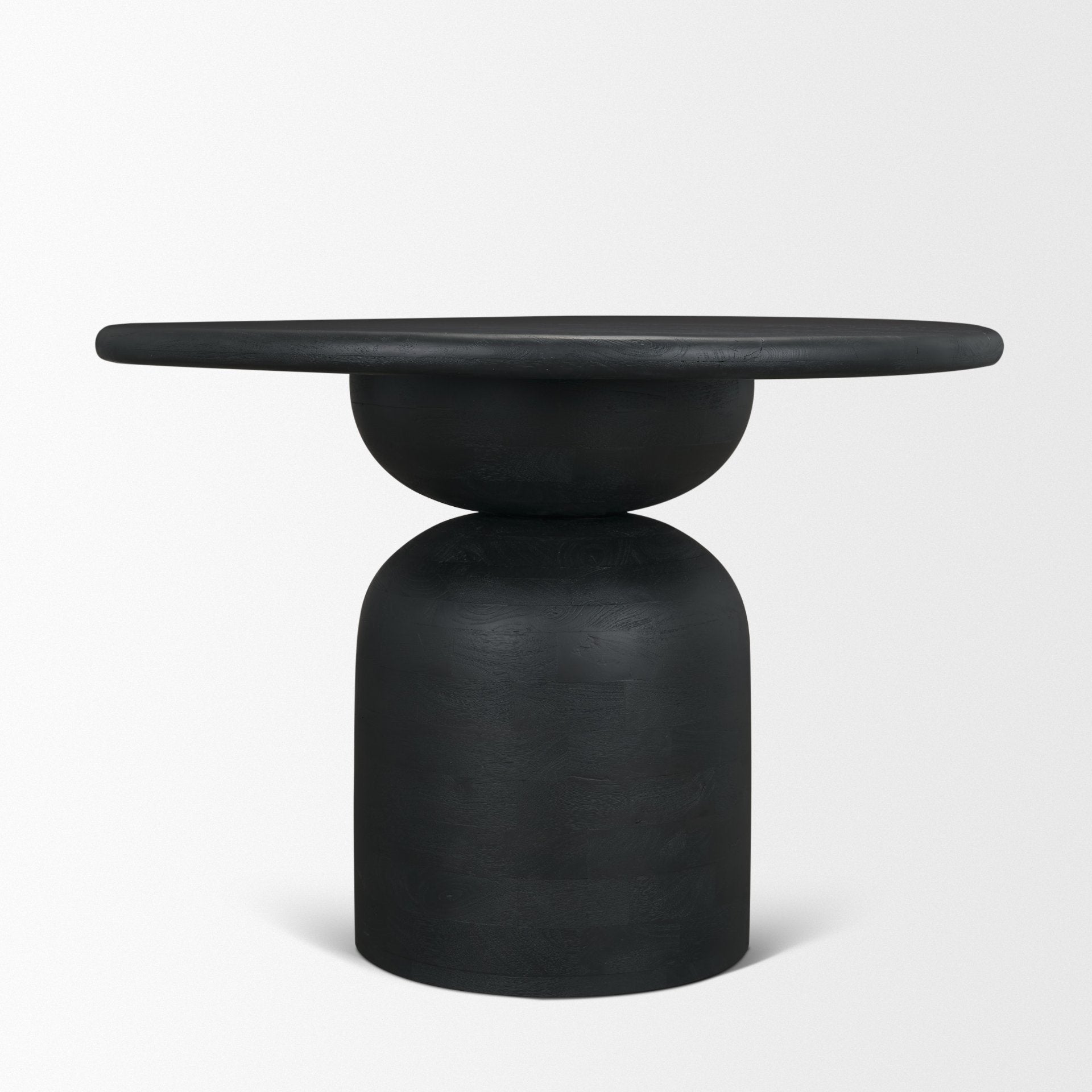 Atlas 42" Black Wood Stacked Pedestal Base Round Dining Table - Central Designs