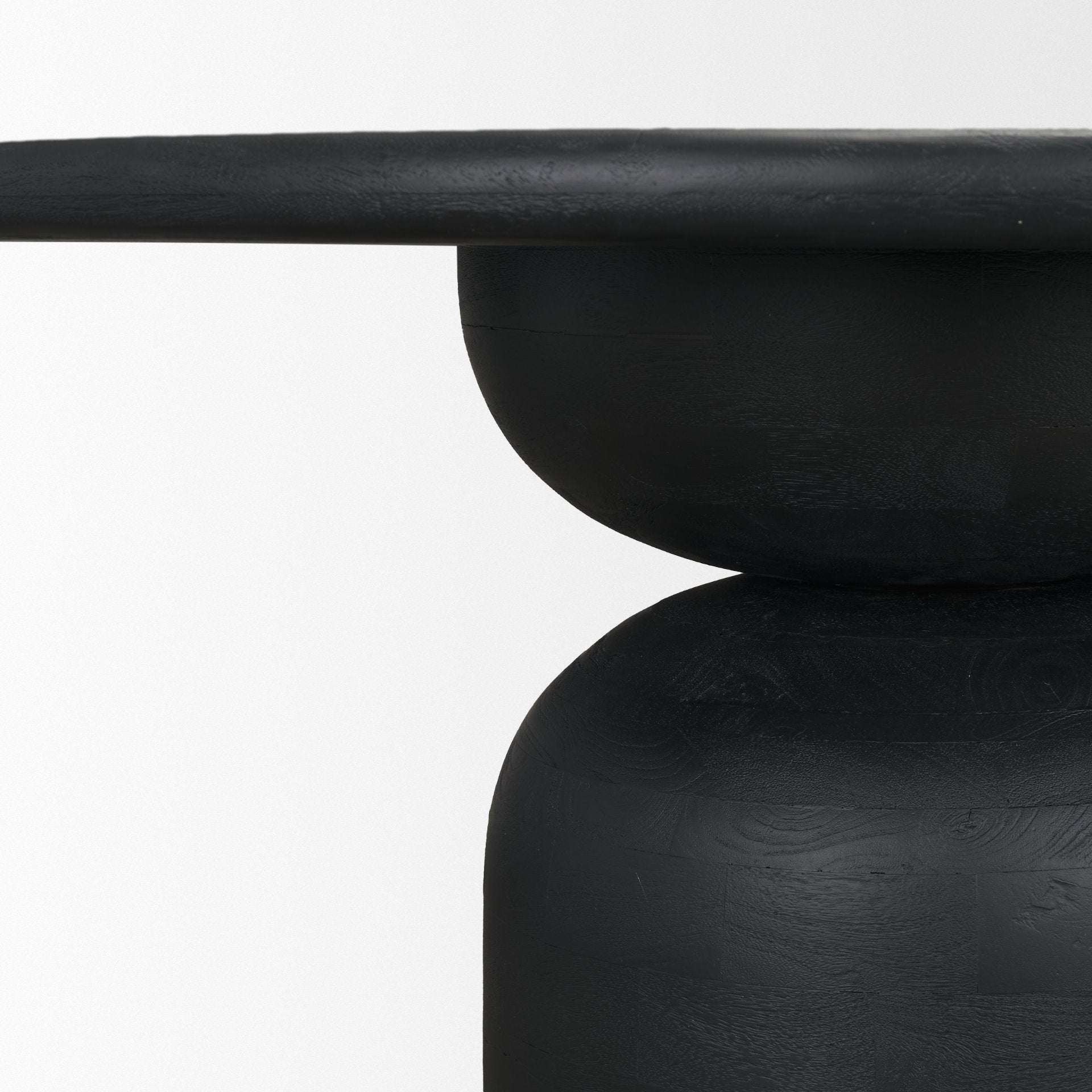 Atlas 42" Black Wood Stacked Pedestal Base Round Dining Table - Central Designs