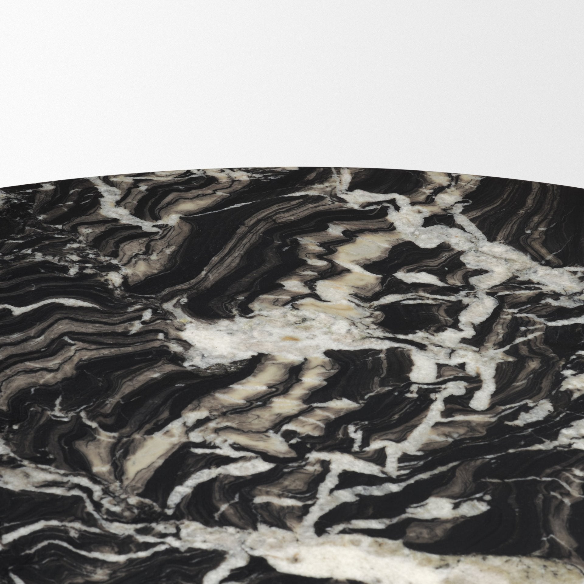 Marilyn Black Forest Marble Black Wood Pedestal Round Dining Table - Central Designs