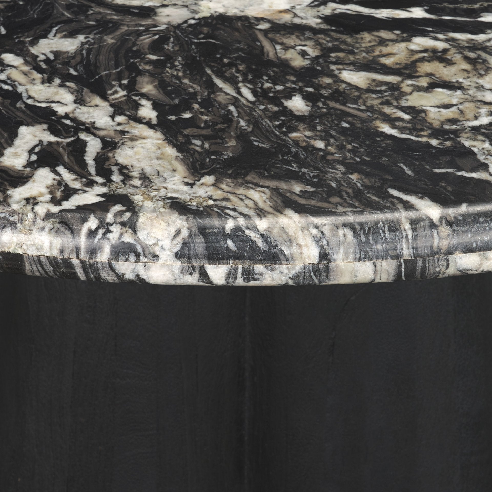 Marilyn Black Forest Marble Black Wood Pedestal Round Dining Table - Central Designs