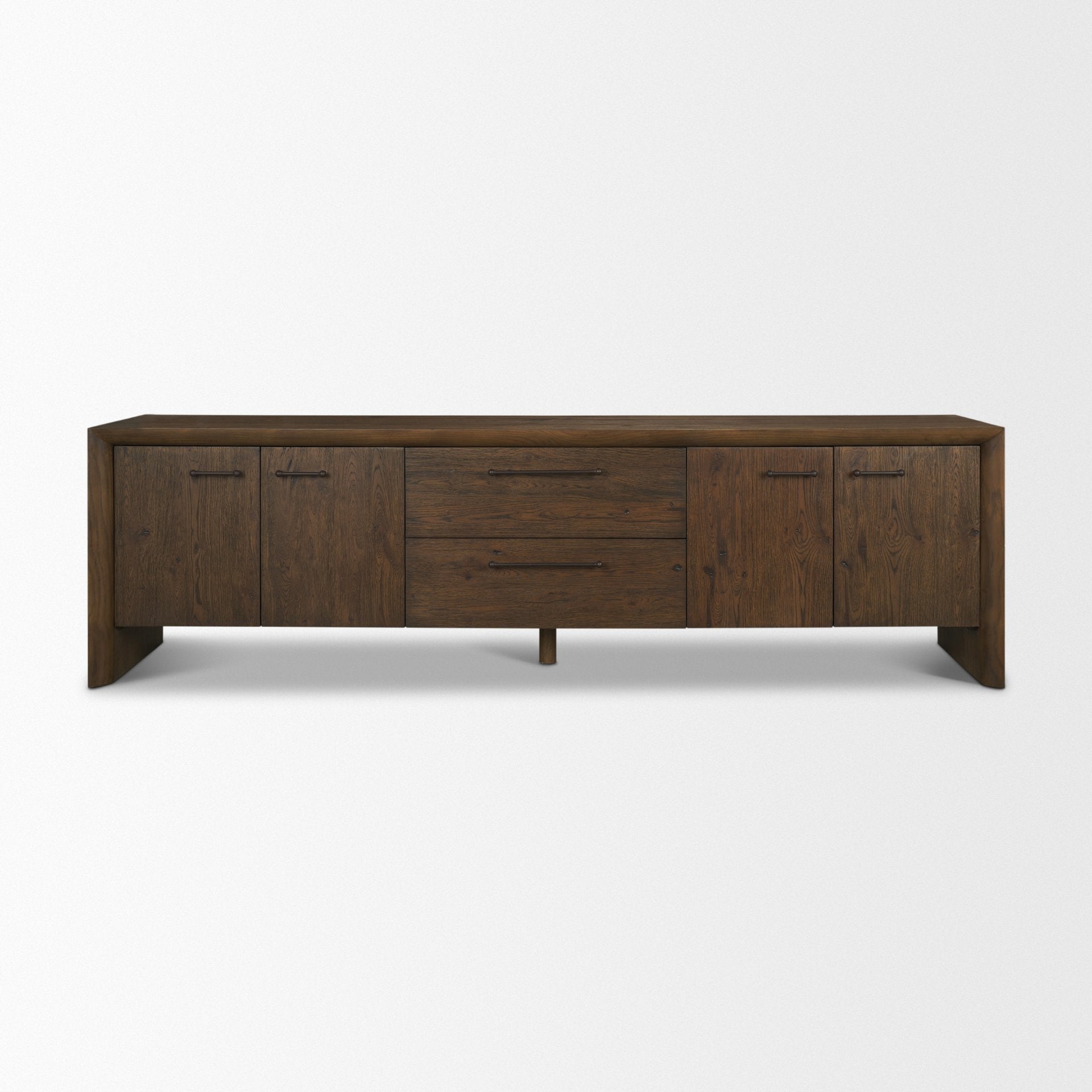 Belford 94" Dark Brown Oak Wood Media Console - Central Designs
