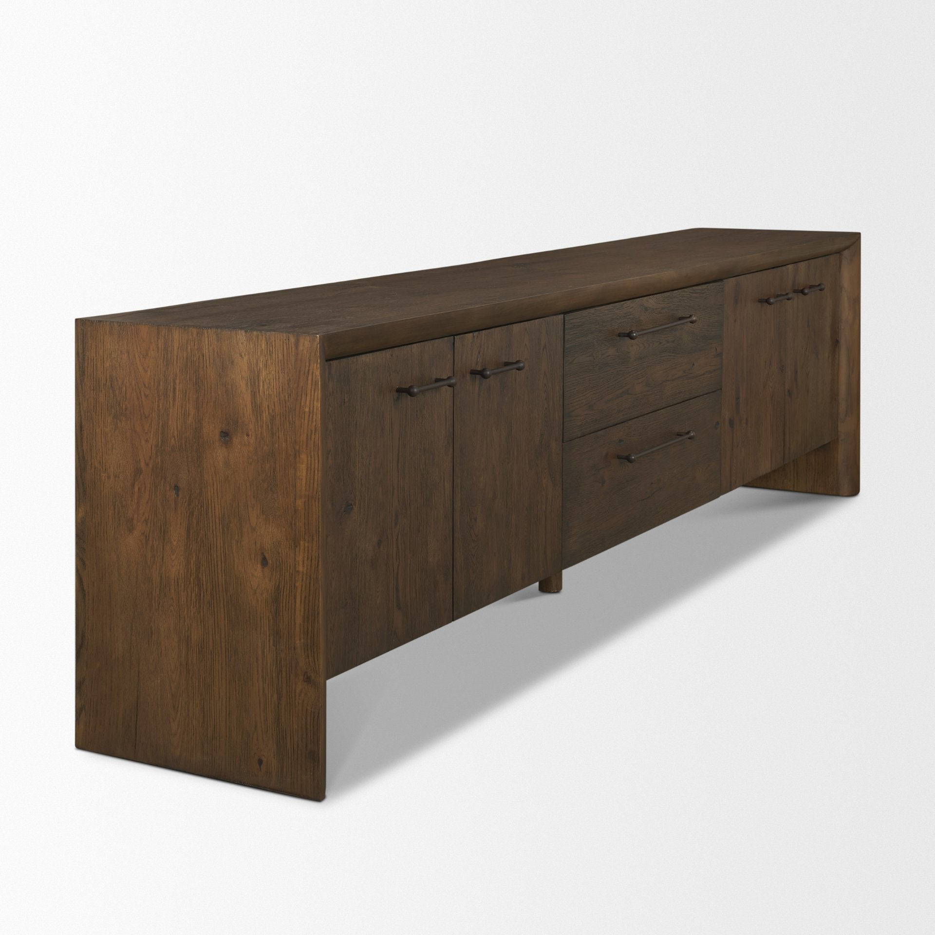 Belford 94" Dark Brown Oak Wood Media Console - Central Designs