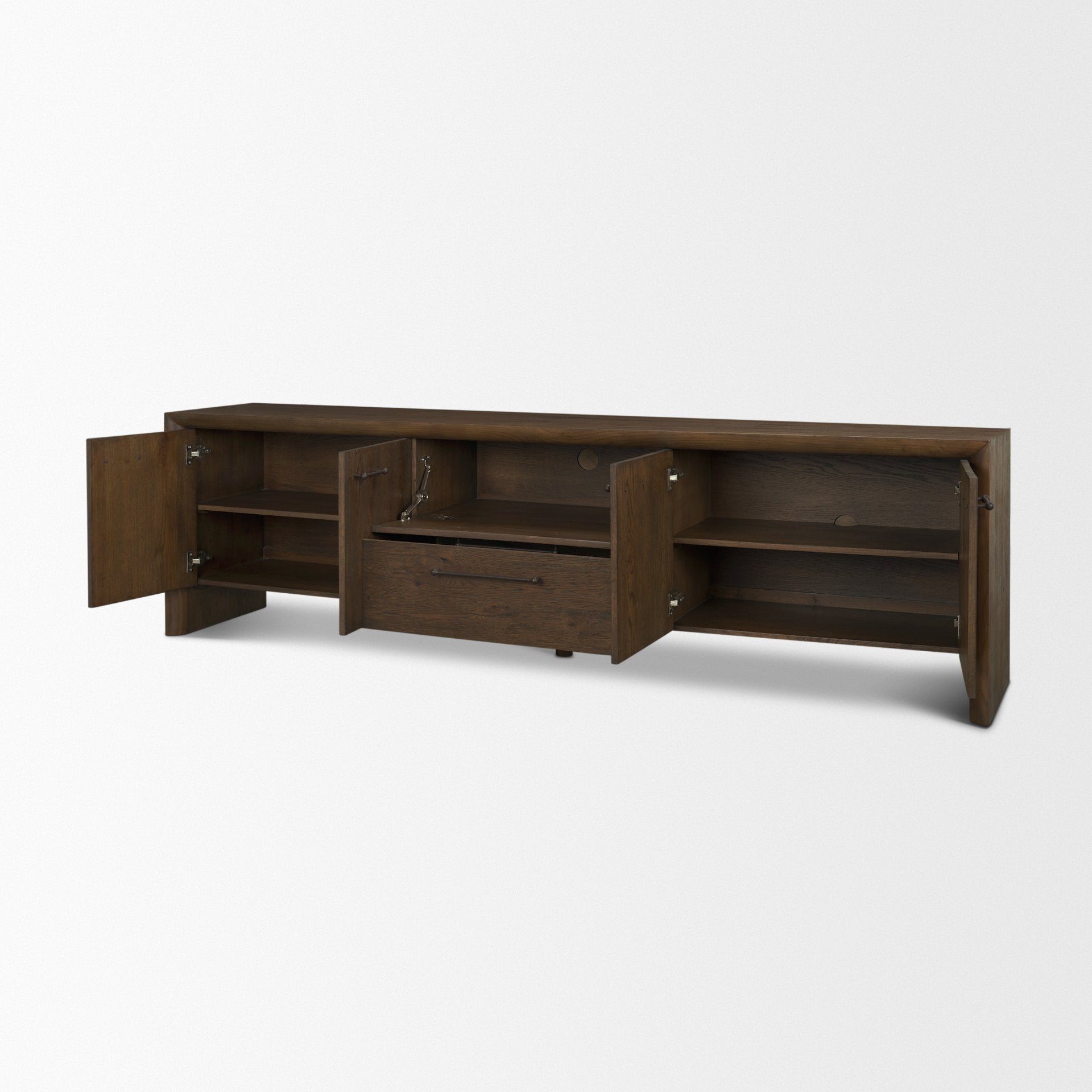 Belford 94" Dark Brown Oak Wood Media Console - Central Designs