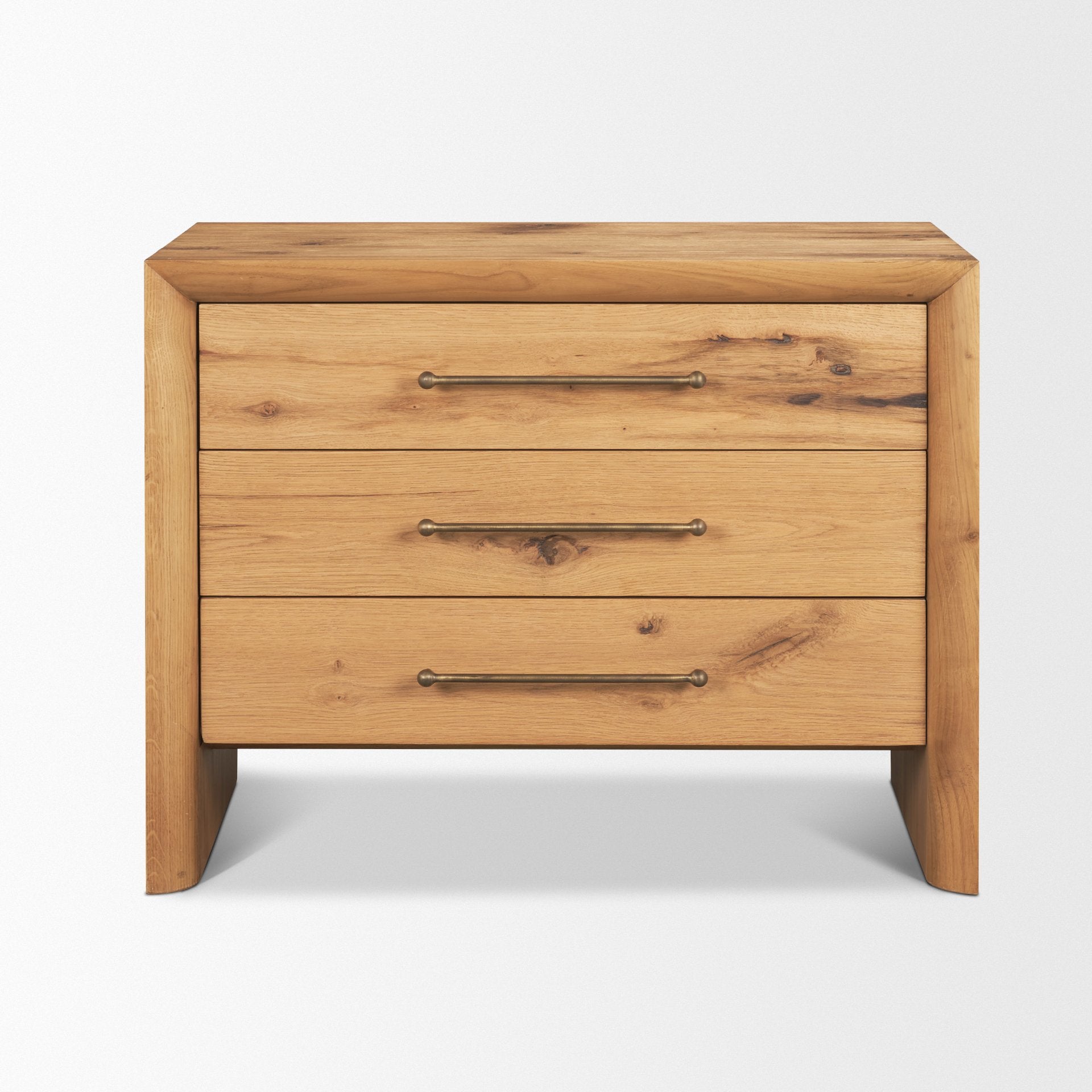 Belford 3 - Drawer Light Brown Oak Wood Closed Nightstand - Central Designs