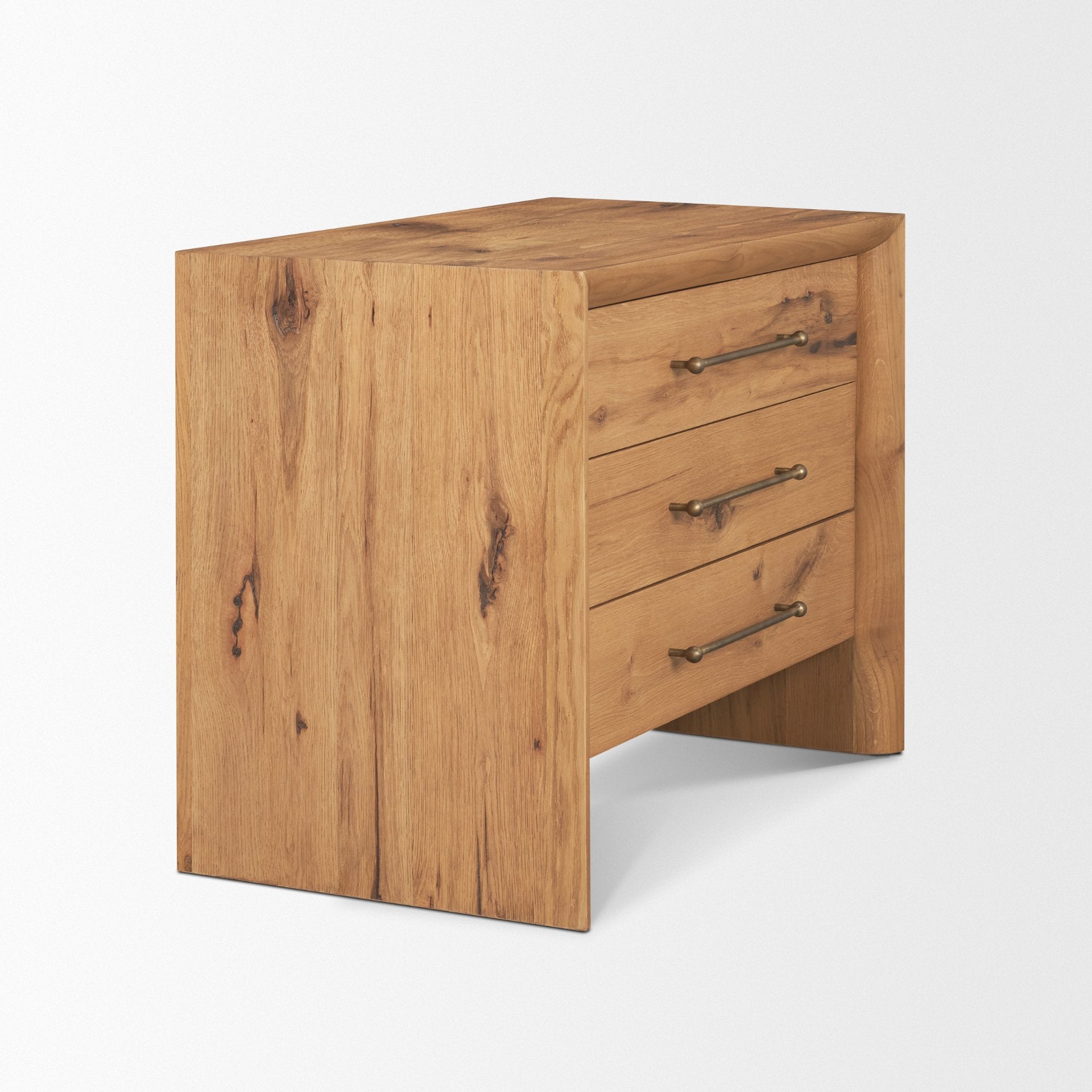 Belford 3 - Drawer Light Brown Oak Wood Closed Nightstand - Central Designs