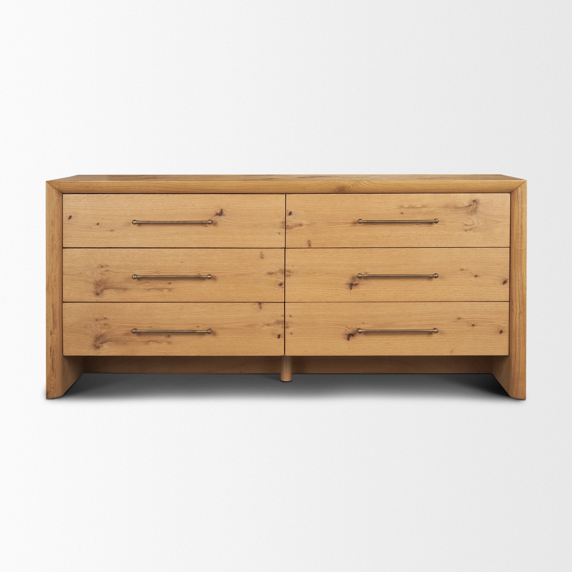 Belford 6 - Drawer Light Brown Oak Wood Dresser - Central Designs