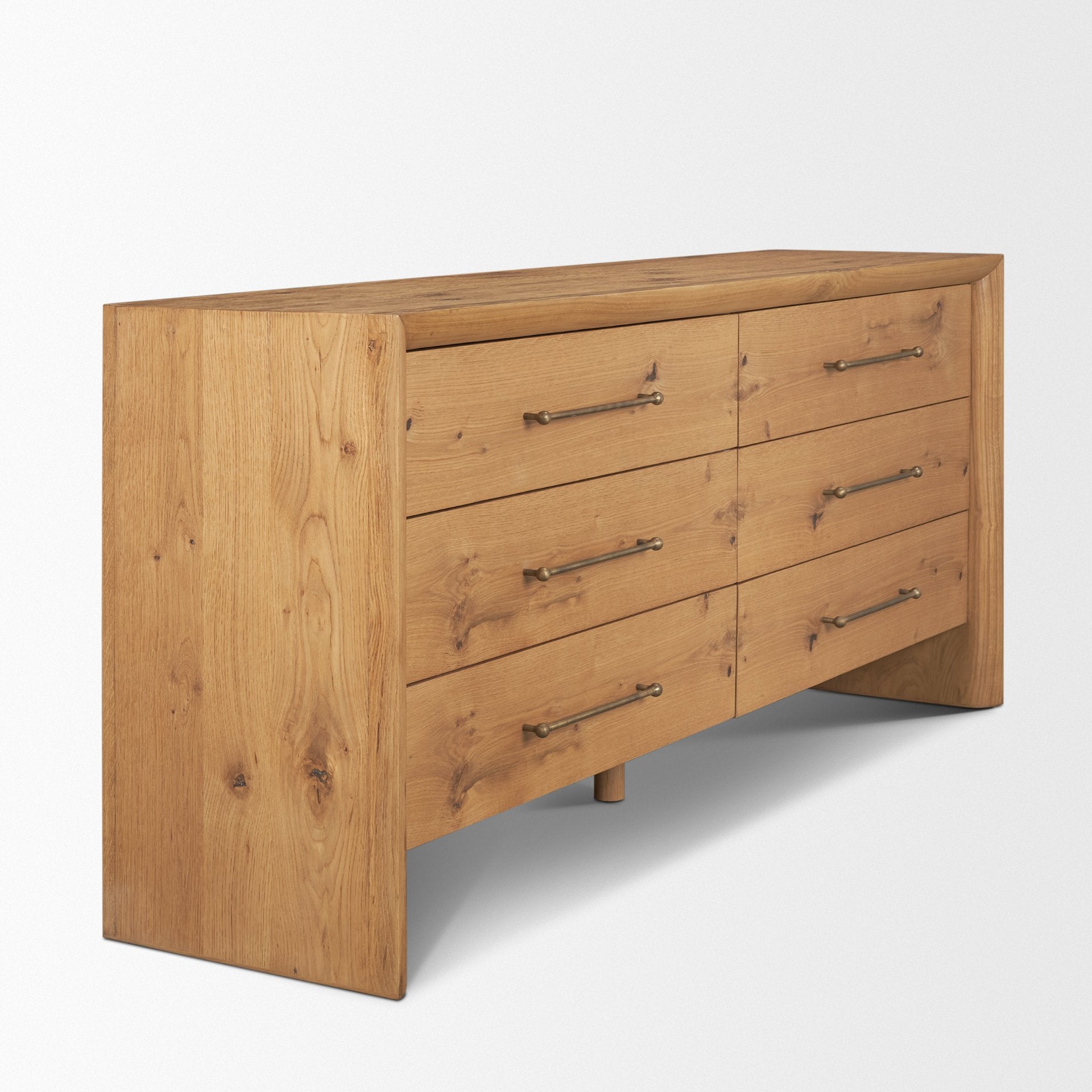 Belford 6 - Drawer Light Brown Oak Wood Dresser - Central Designs