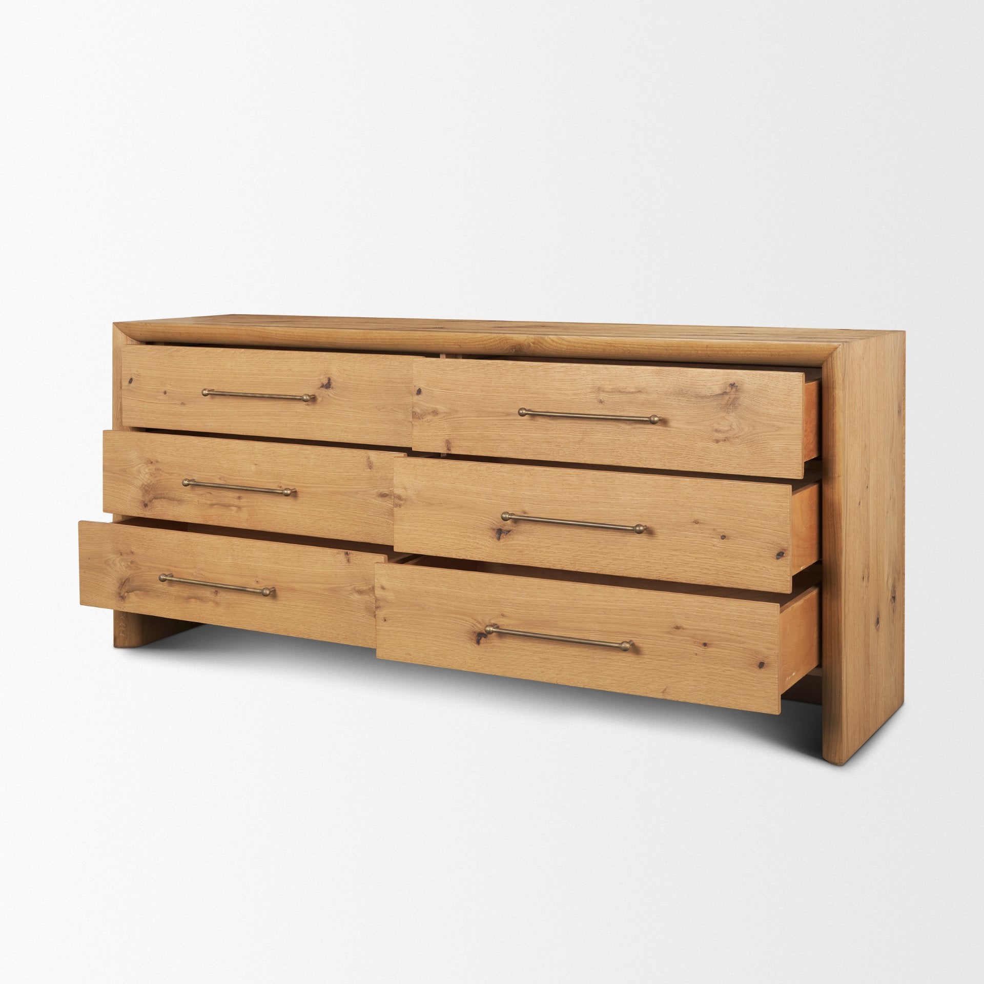 Belford 6 - Drawer Light Brown Oak Wood Dresser - Central Designs