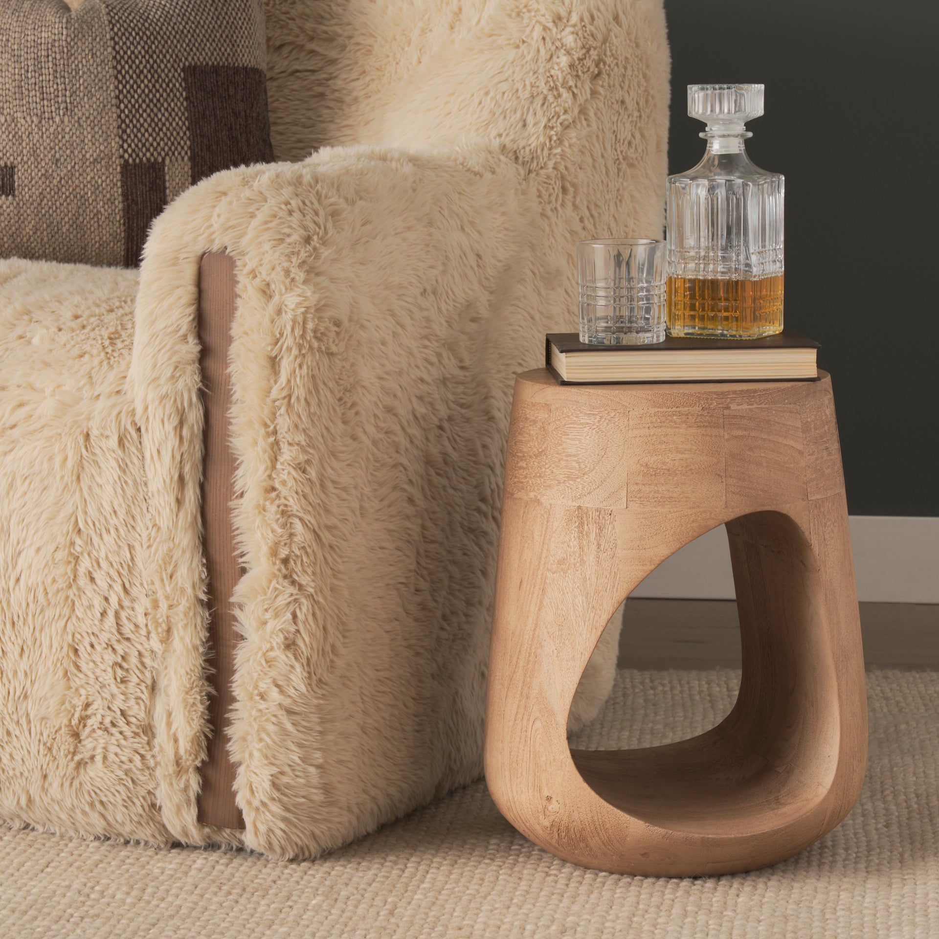 Cove Light Brown Sculptural Open Side Table - Central Designs