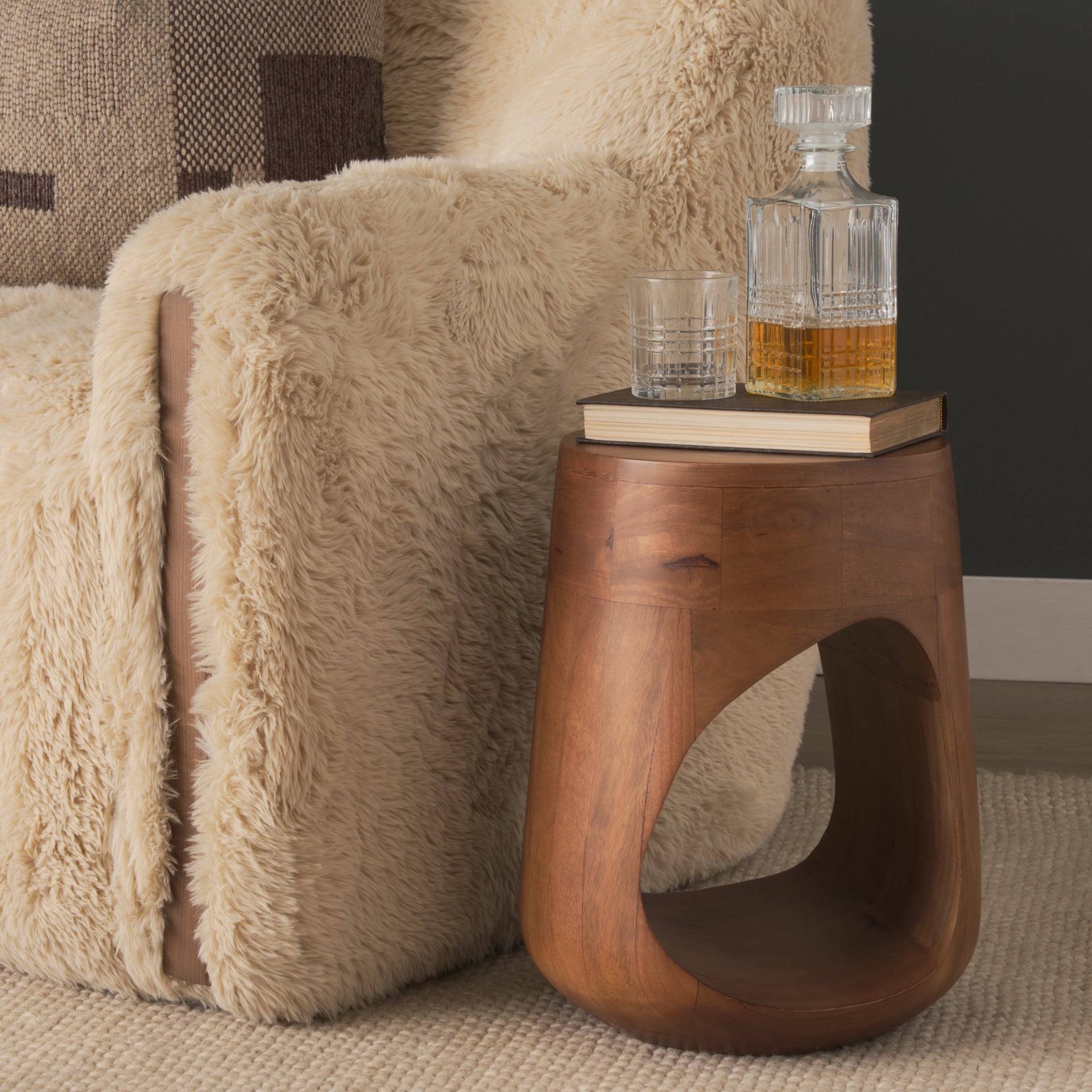 Cove Mid - Brown Sculptural Open Side Table - Central Designs