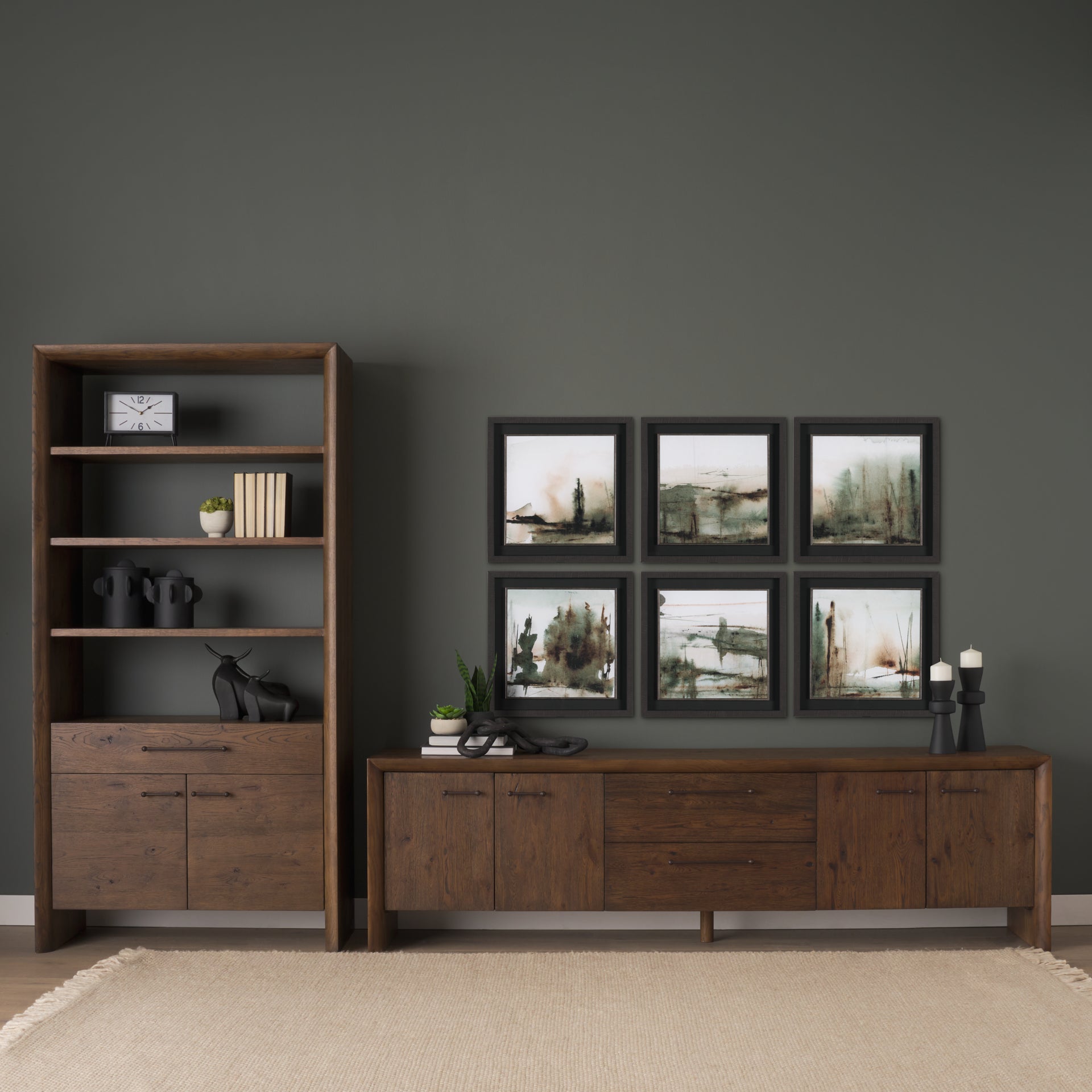 Belford 94" Dark Brown Oak Wood Media Console - Central Designs