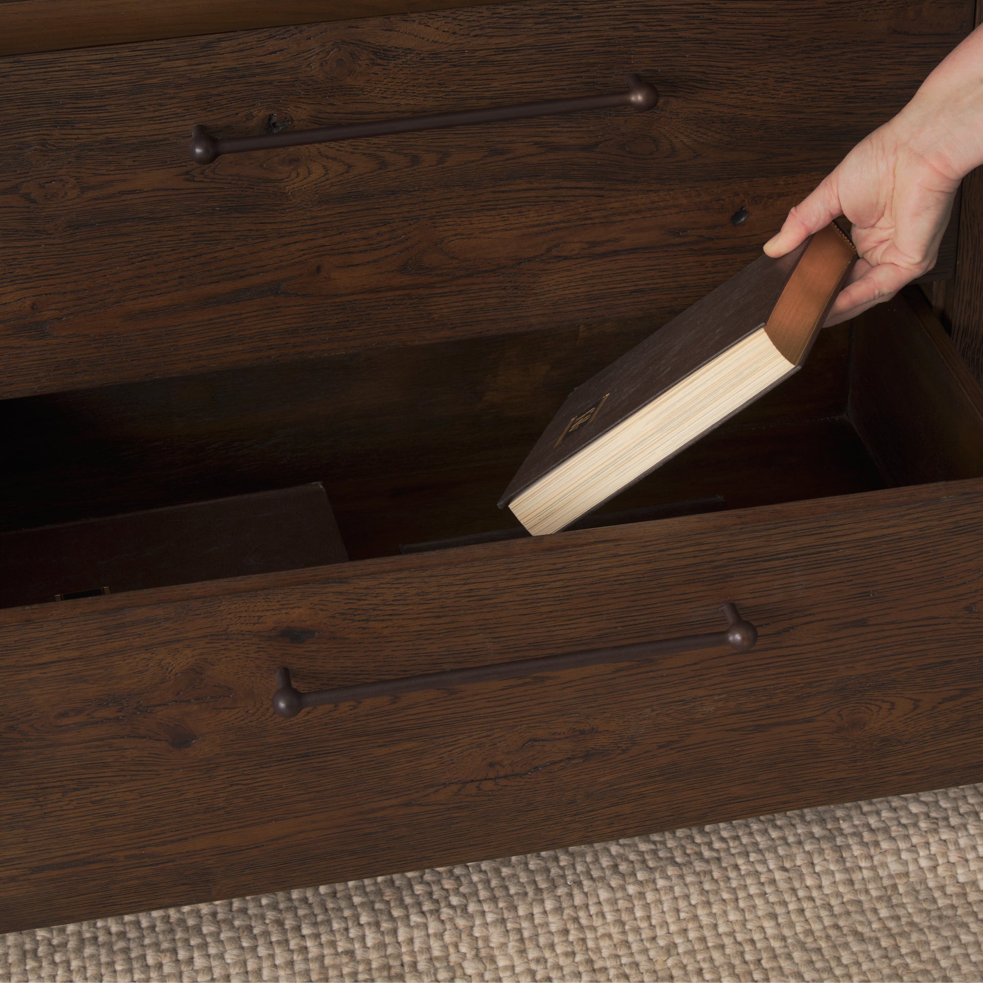 Belford 94" Dark Brown Oak Wood Media Console - Central Designs