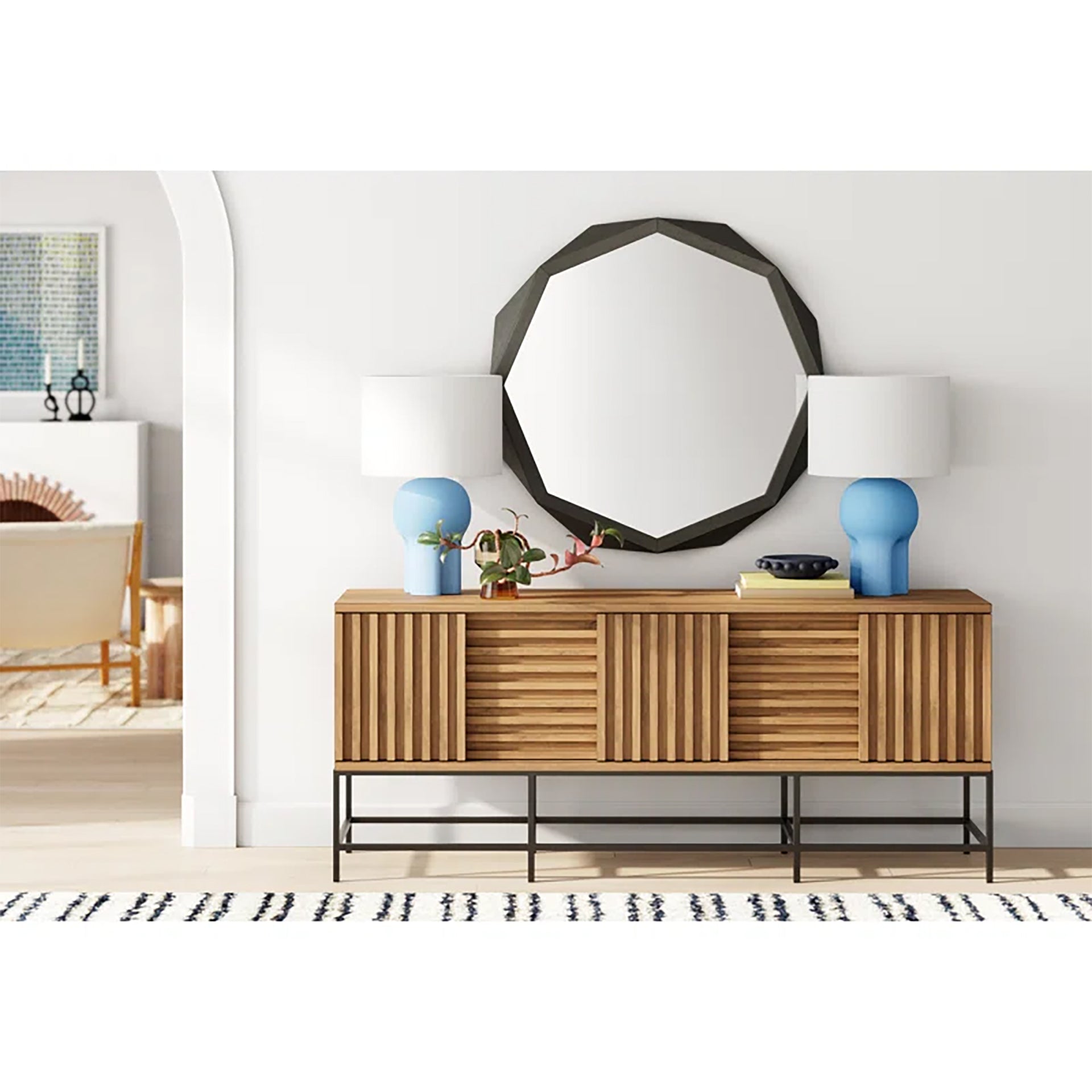 Aramis II 41L x 41H Octagon Black Wood Frame Wall Mirror - Central Designs