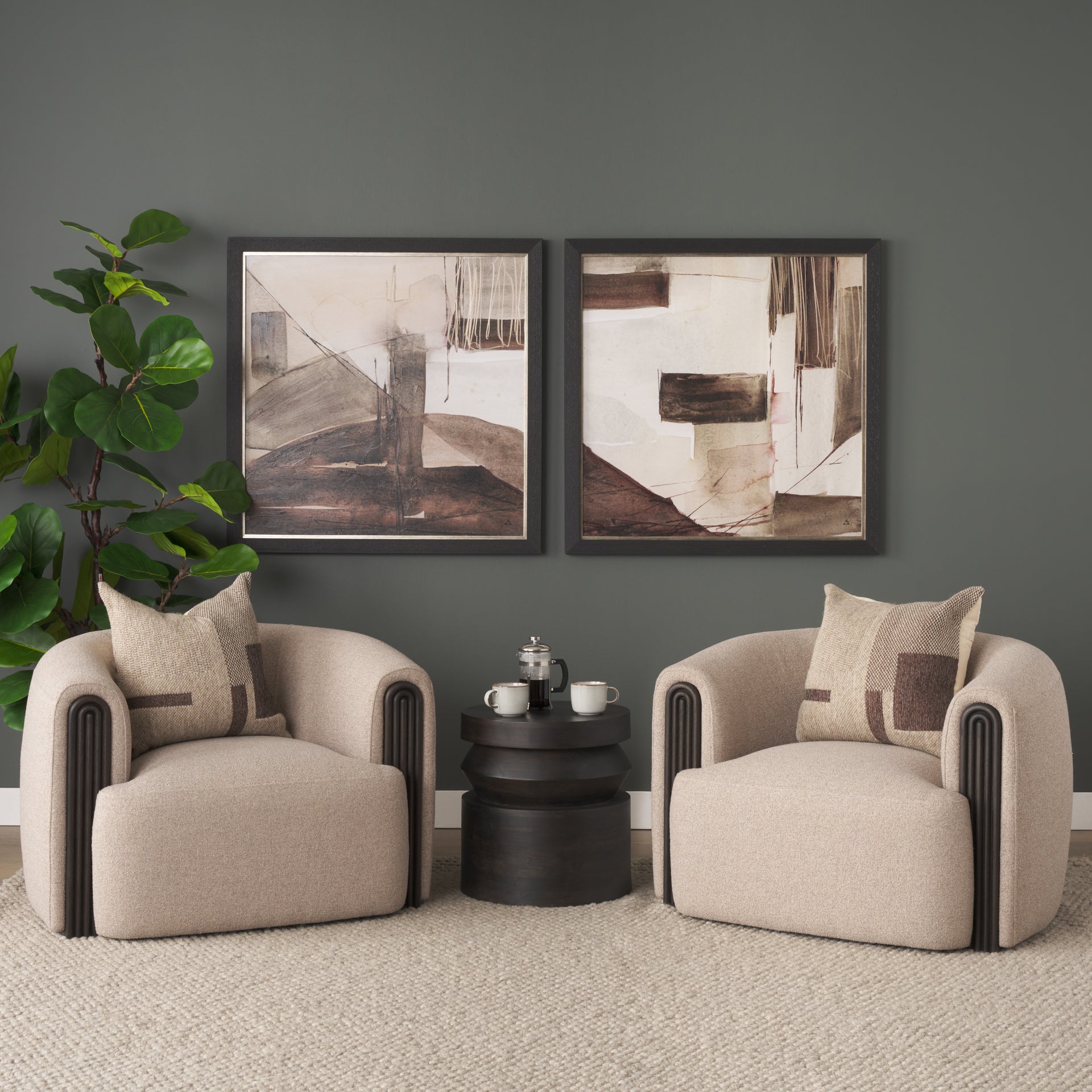 Rashama Dark Brown Wood Stacked Geometric Round Accent Table - Central Designs